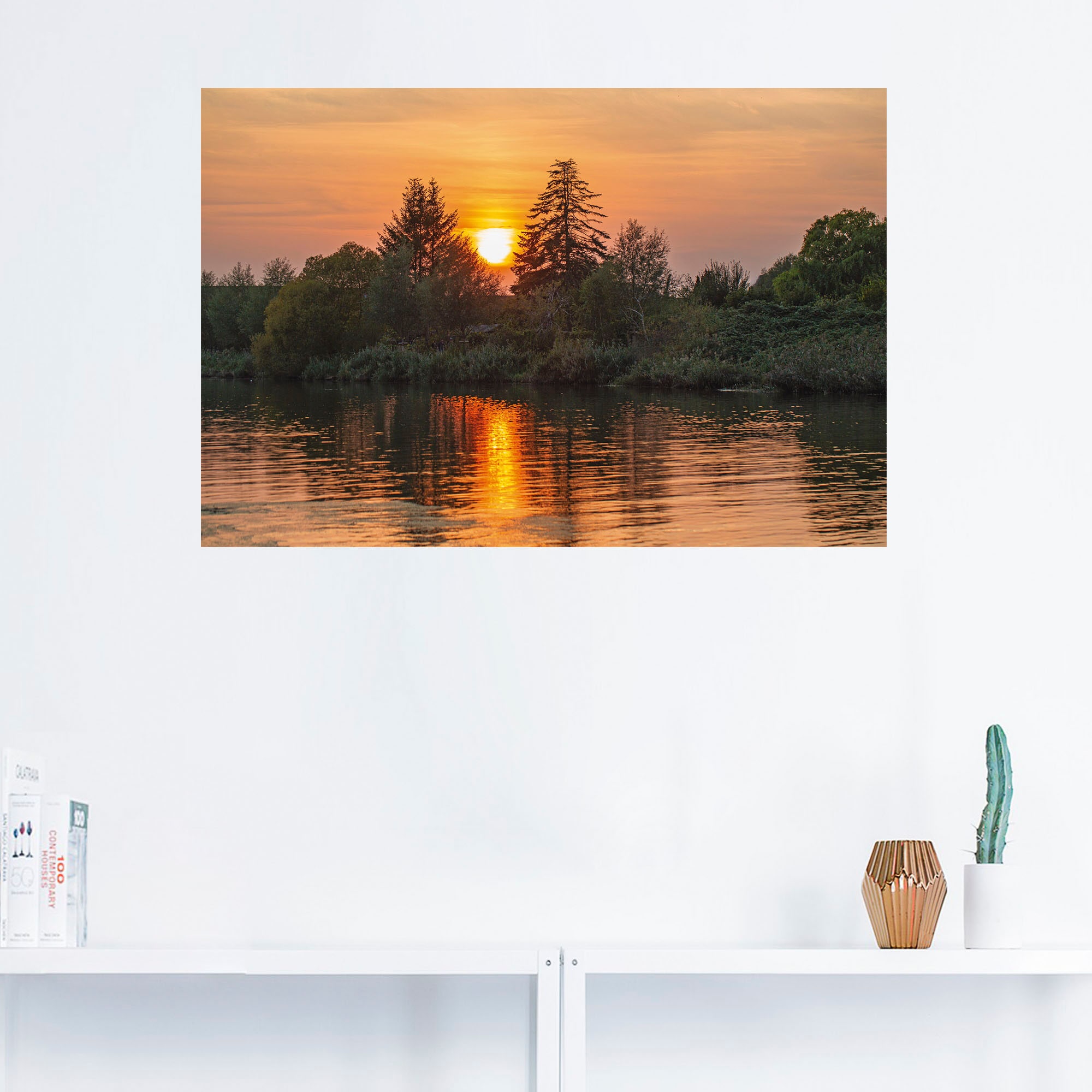 Artland Wandbild »Abendidylle Geniner Ufer Lübeck«, Bilder vom Sonnenuntergang & -aufgang (1 Stück), in vielen Größen & Produktarten - Alubild/Outdoorbild, Leinwandbild, Poster, Wandaufkleber/Wandtattoo auch für Badezimmer geeignet