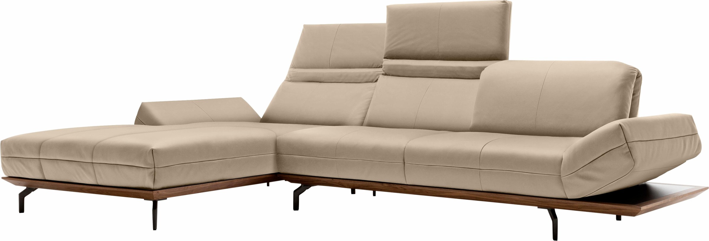 Creation BY ROLF BENZ Ecksofa »CR.420, Designecksofa, L-Form«, in 2 Qualitäten, Holzrahmen in Eiche Natur oder Nußbaum, Breite 313 cm