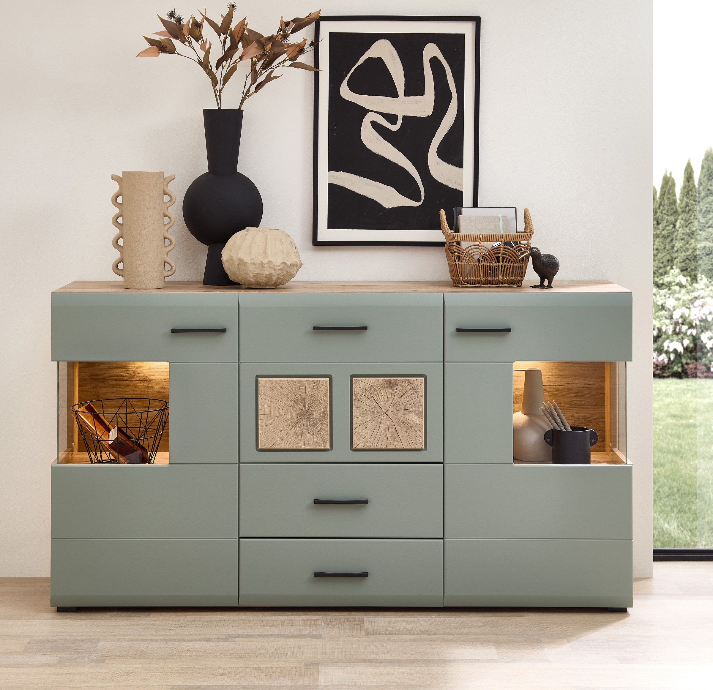 Innostyle Sideboard »FUN PLUS II«, 2 Holztüren, 3 Schubläden, 7 Fächer, Softclose, ABS Kantenschutz