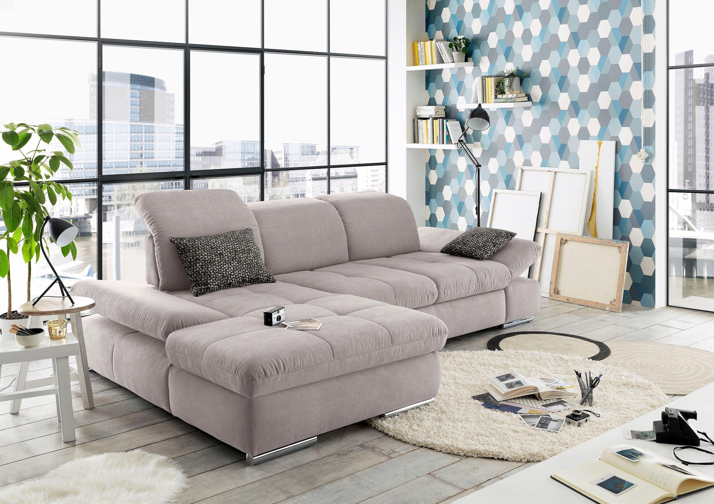 set one by Musterring Ecksofa »SO4100 V«, mit verstellbaren Kopfteilen, wah günstig online kaufen