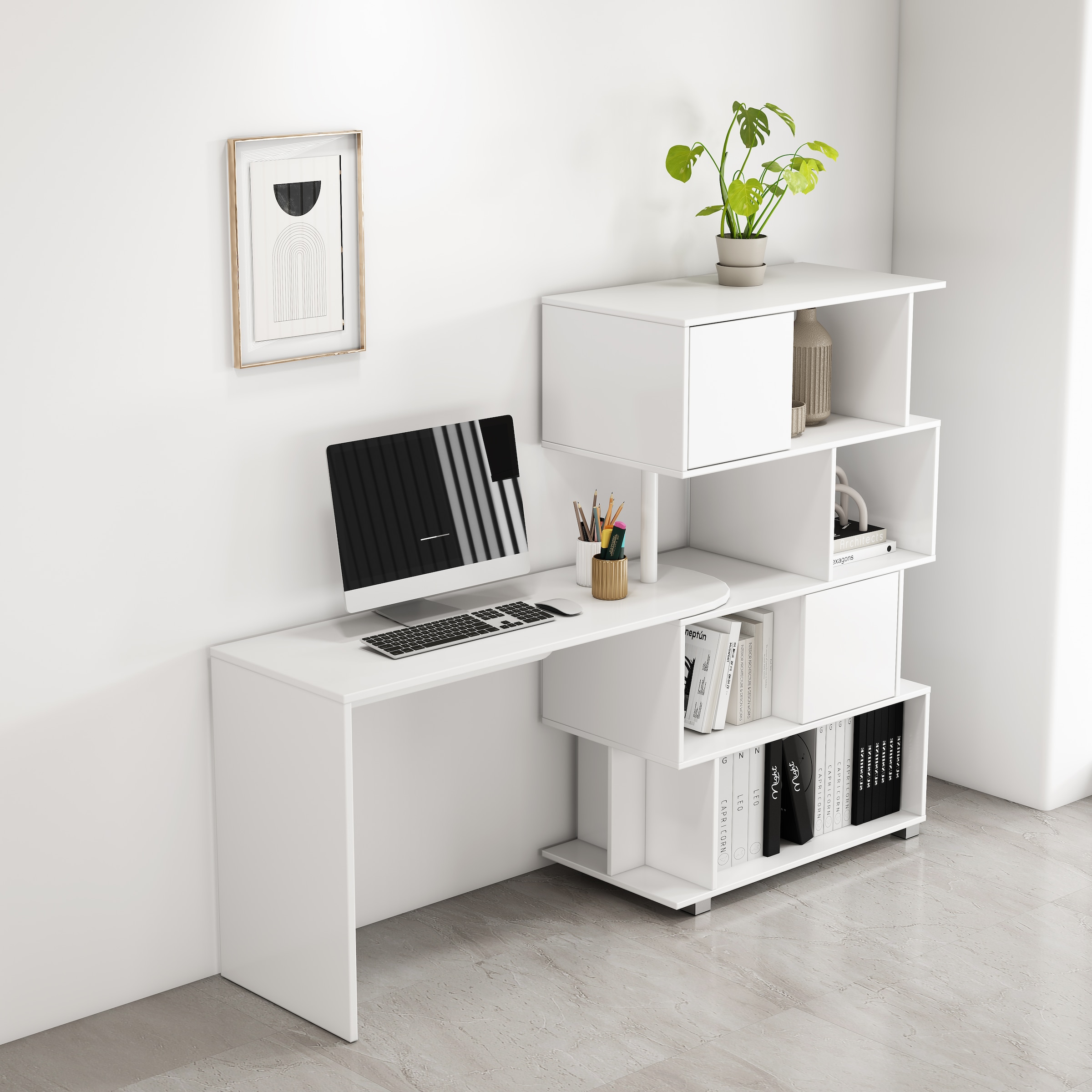 OTTO home Schreibtisch »Inovo« Set,  als Eckschreibtisch oder Schreibtisch nutzbar, viel Stauraum