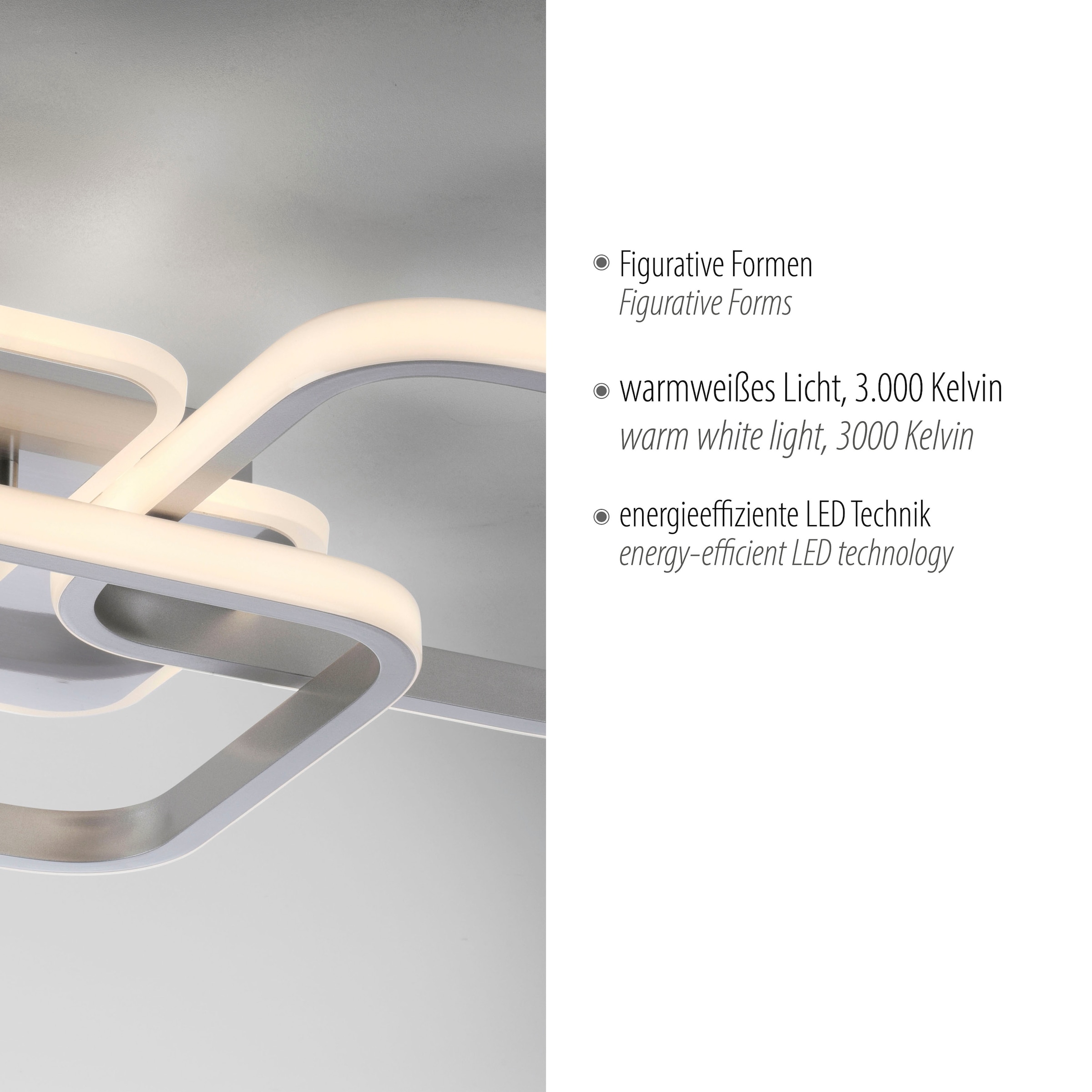 JUST LIGHT Deckenleuchte »SEVENT« LED-Board 1 Stk. Warmweiß LED