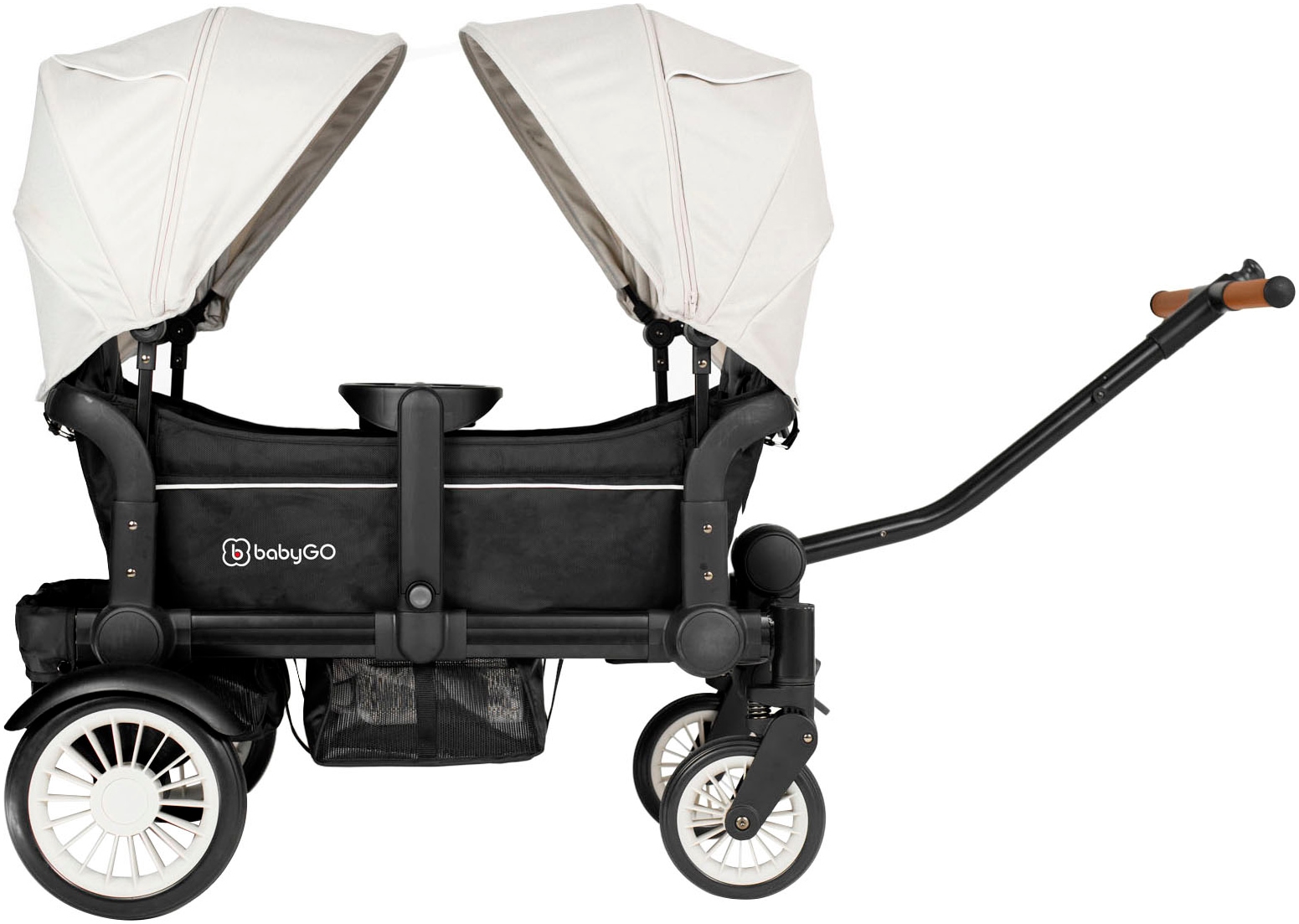 BabyGo Bollerwagen »Cozy Rider«, (Set, 7 tlg., inkl. 2x Sonnenschutz, Tisch, Moskito- u. Regenschutz, Flaschenhalter), klein zusammenfaltbar