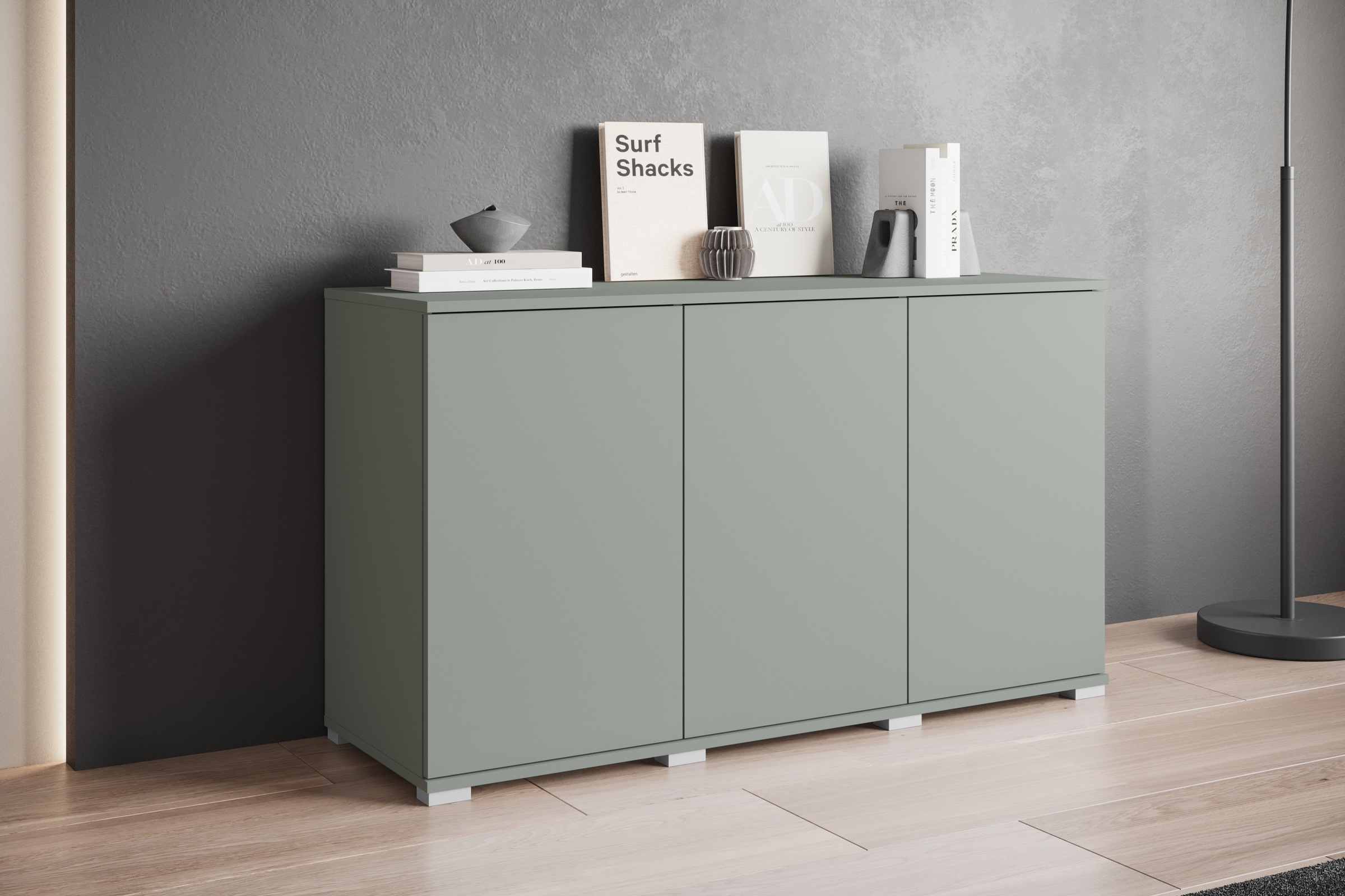INOSIGN Sideboard »Kenia, moderne grifflose Kommode mit 3 Türen, Breite 120 cm«, (1 St.), Push-to-Open-Fronten, höhenverstellbaren Einlegeböden