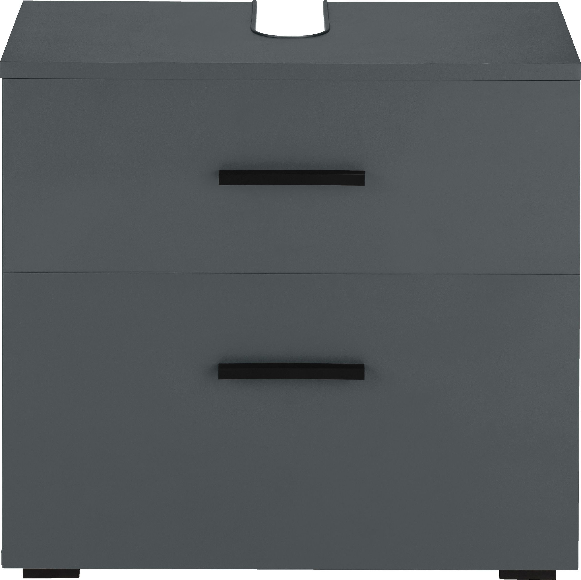 INOSIGN Waschbeckenunterschrank »Skara«, mit Klappe und Schubkasten, schwarze Griffe, Breite 60 cm, Höhe 55 cm