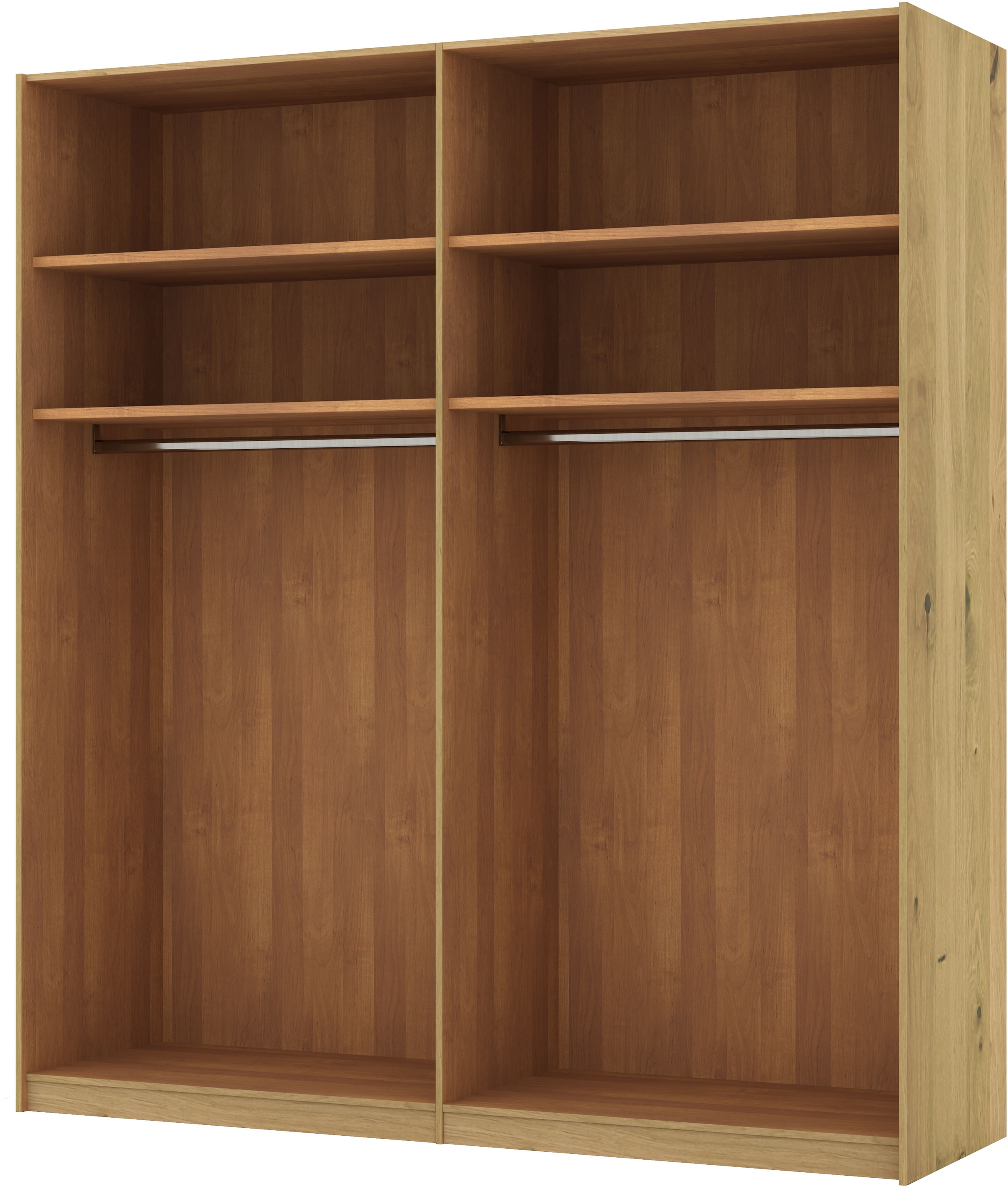 Musterring Schwebetürenschrank »Savona, Kleiderschrank, Schrank, Garderobe, mit Schiebetüren« Teilmassiv Bianco-Eiche, mit Spiegel oder Glas, MADE IN GERMANY,  Türen Bianco-Eiche massiv, Spiegel-/Glastüren, eingelegte Chromleiste