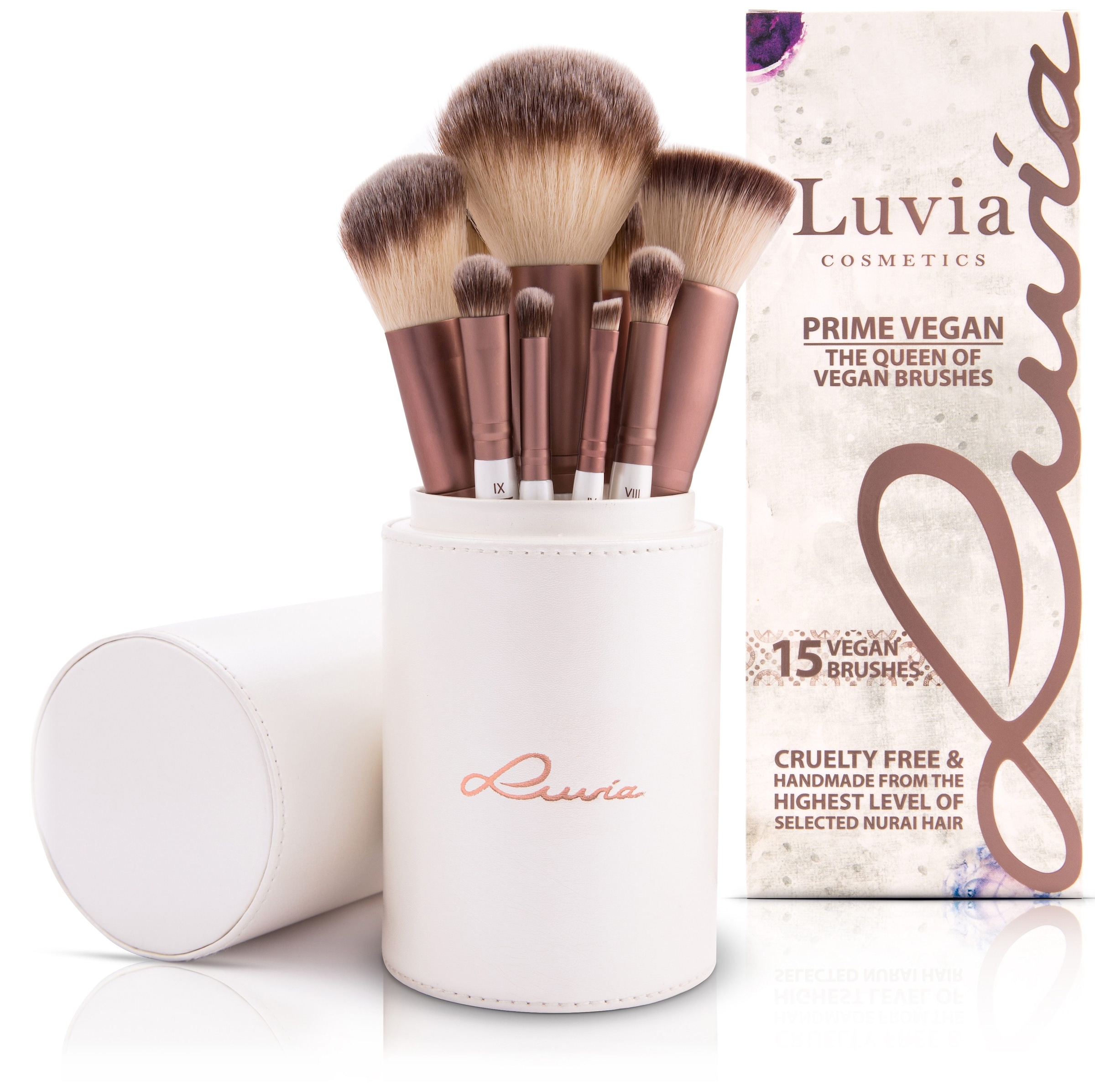 »Prime tlg., vegan bestellen Cosmetics Vegan«, Kosmetikpinsel-Set jetzt inkl. (15 Pinselhalter), Luvia