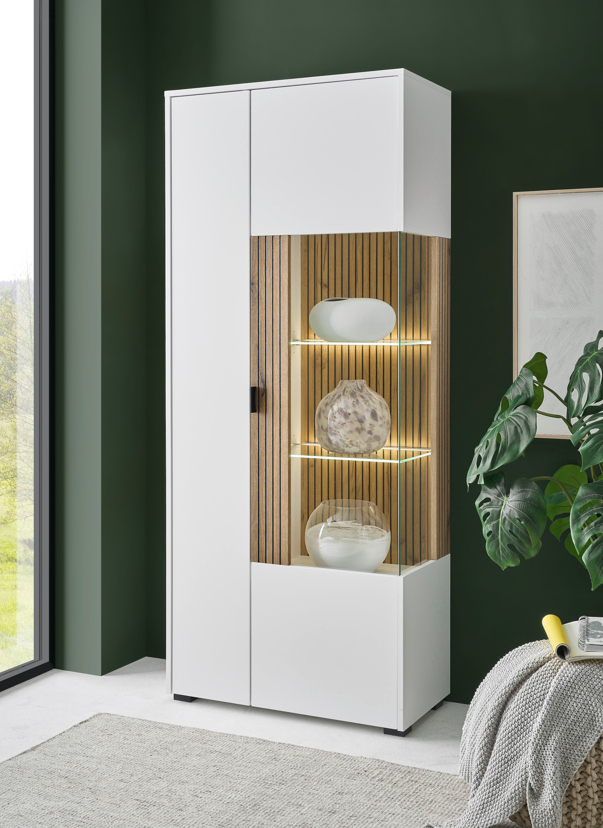 INOSIGN Vitrine »Hudson, Stauraumvitrine«, in moderner Trendfarbe, Griffe a günstig online kaufen