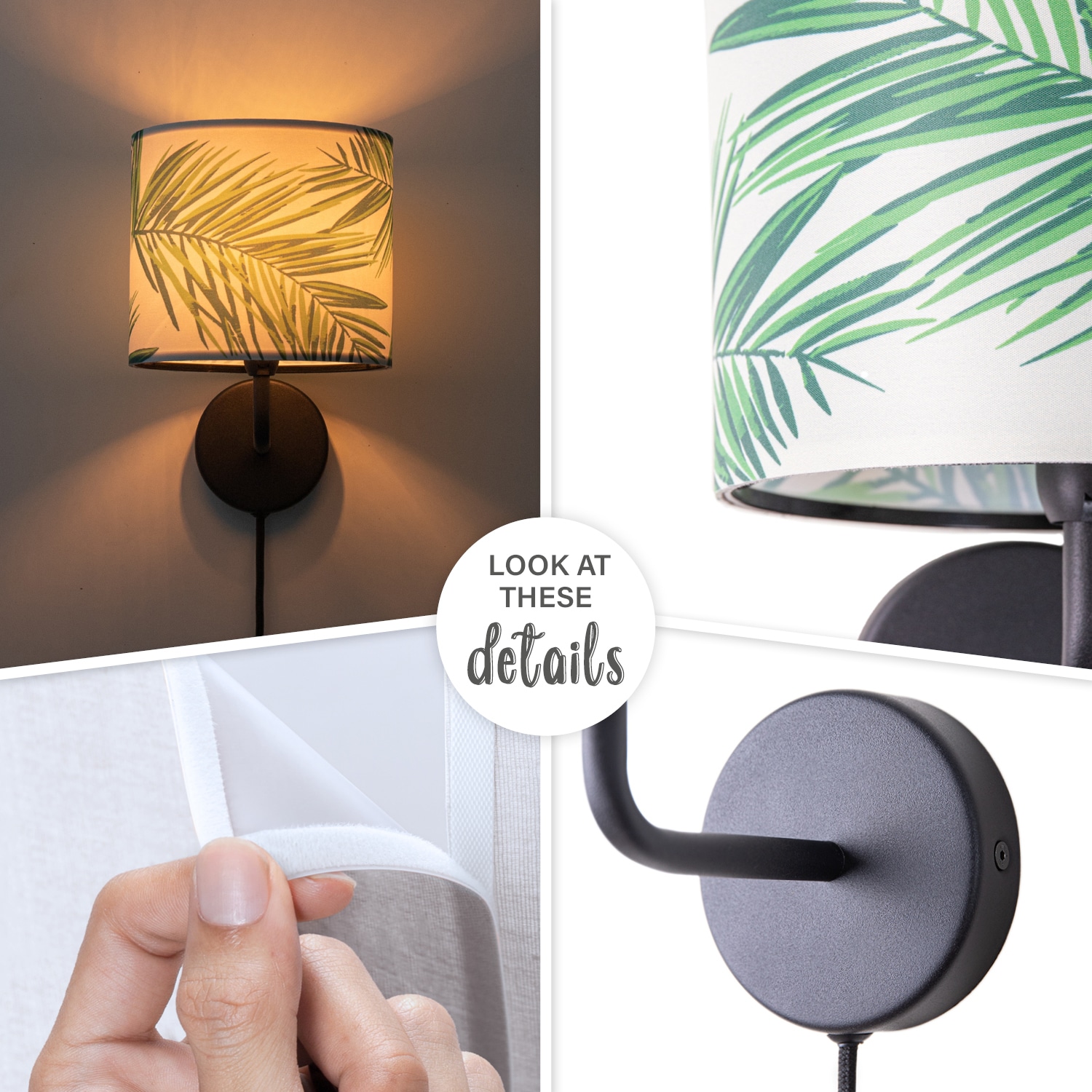 Paco Home Wandleuchte »Ostende 537«, 1 flammig, Leuchtmittel E14 | ohne Leuchtmittel, Kinder Zimmer Wohnzimmer Modern Büro Lampe Lampenschirm Palme