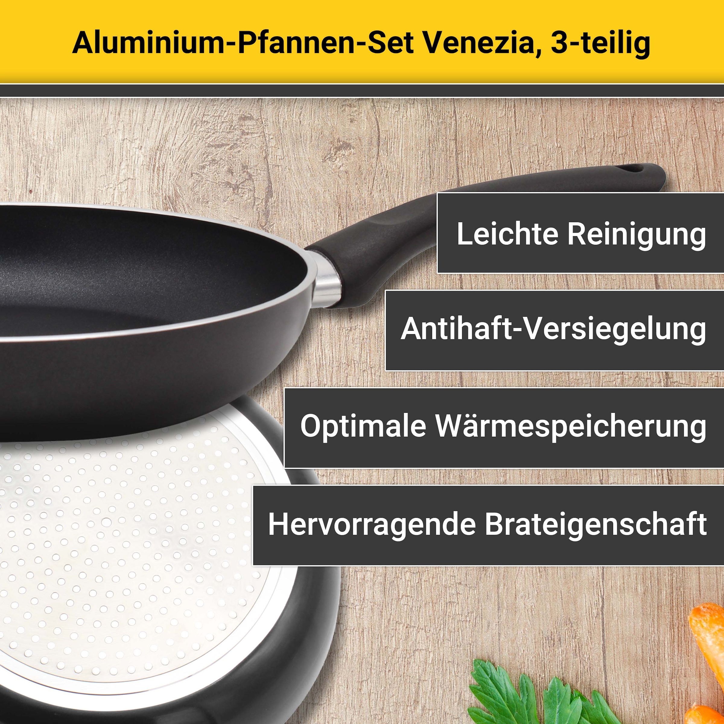 Krüger Pfannen-Set »Venezia«, Aluminium, (Set, 3 tlg.), Ø 20/28/28 cm, Indu günstig online kaufen