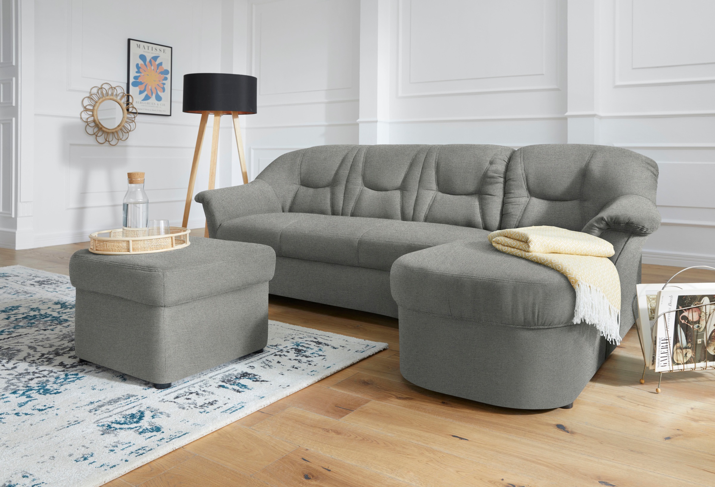 DOMO collection Ecksofa »Sarafina zeitlos und komfortabel, optional mit Federkern, L-Form«, wahlweise mit Bettfunktion