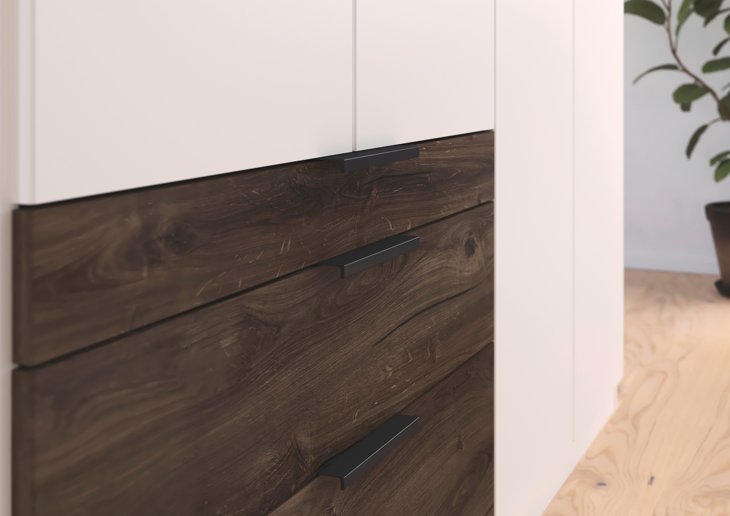 rauch Kleiderschrank »Drehtürenschrank Schrank Garderobe Schlafzimmerschrank KODA«, (oberer Schubkasten mit praktischer Inneneinteilung), mit asymmetrisch angeordneten Schubladen MADE IN GERMANY