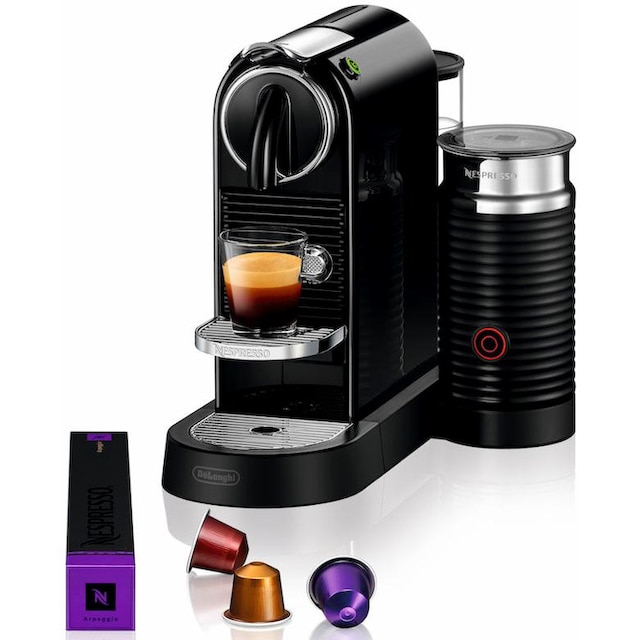 Nespresso Kapselmaschine »CITIZ EN 267.BAE von DeLonghi, Schwarz«, inkl. Aeroccino Milchaufschäumer, Willkommenspaket mit 14 Kapseln