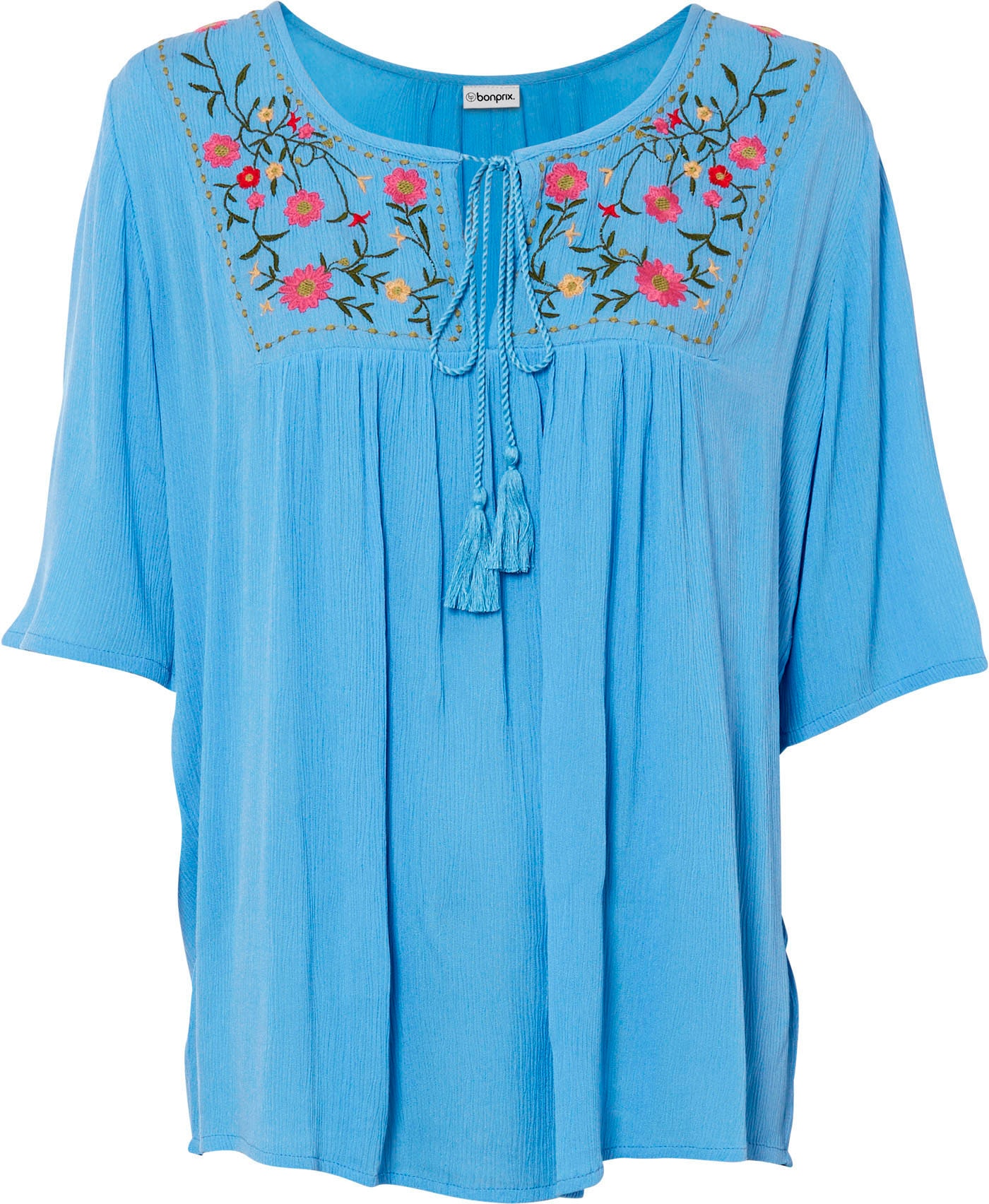 bonprix Tunika Casual Stil, A-Linie Passform, Kurzarm-Design, mit Stickerei