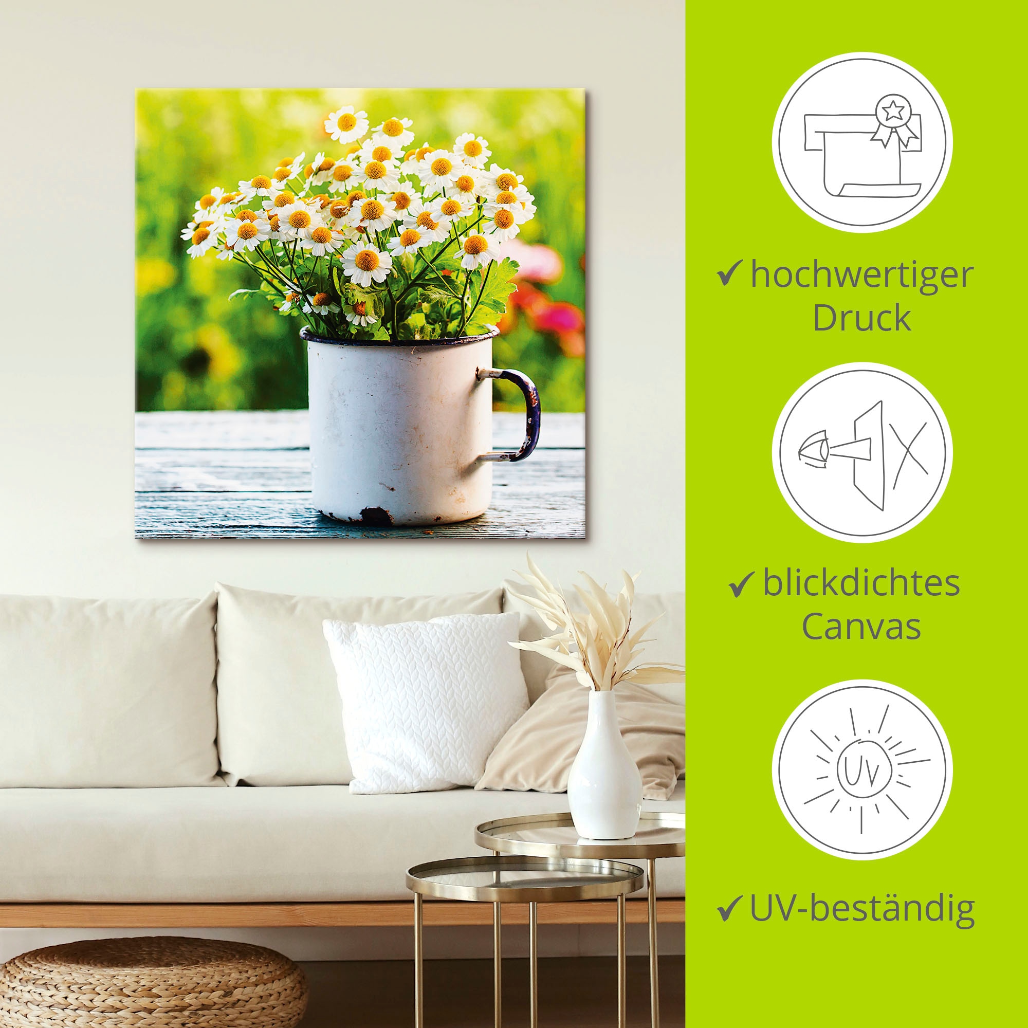 Artland Wandbild »Frühlingsgarten mit Gänseblümchen«, Blumen, (1 St.), als Leinwandbild, Poster, Wandaufkleber in verschied. Größen