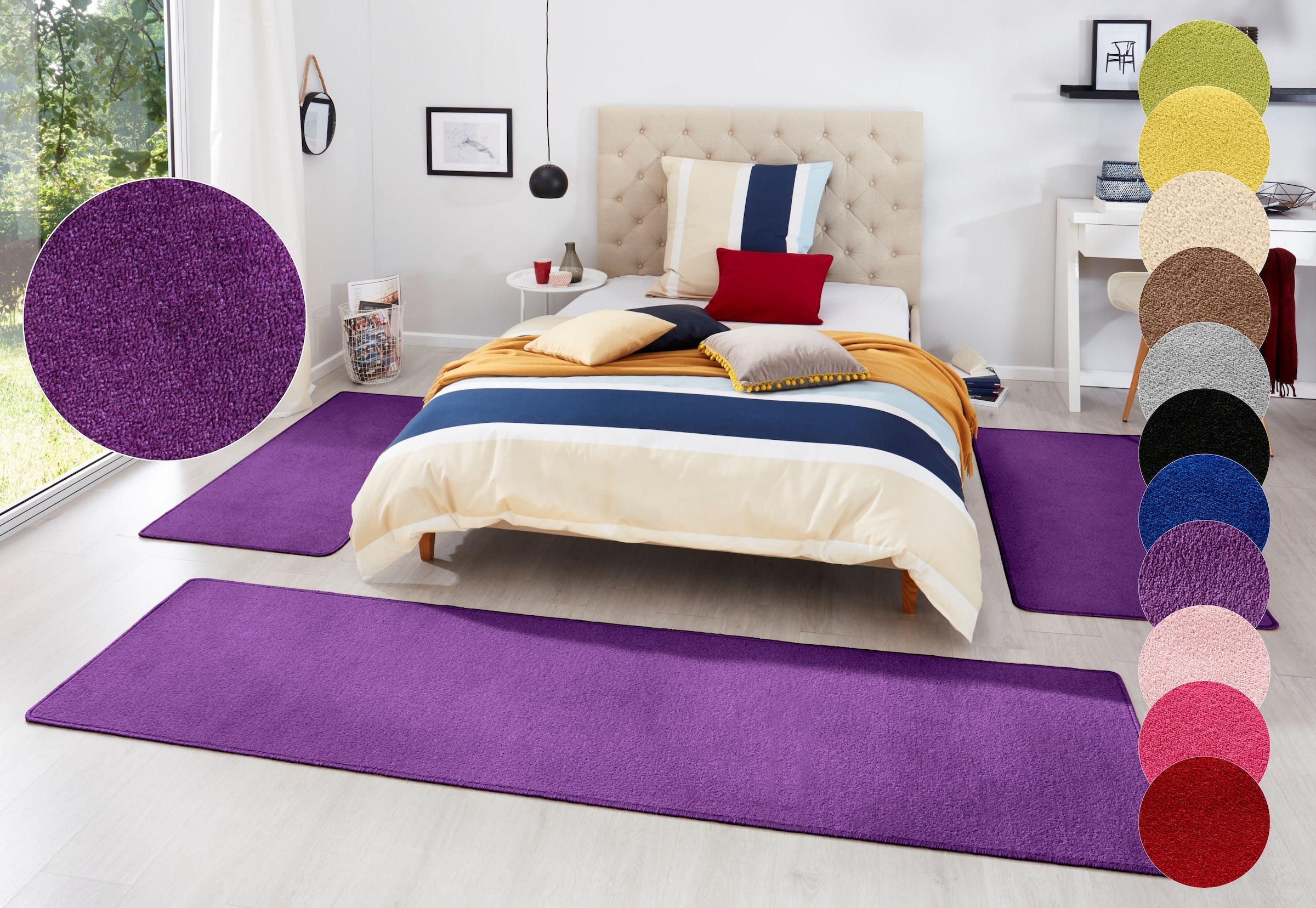 HANSE Home Bettumrandung »Fancy«, (3 tlg.), Unifarben, Bettvorleger, 3-teil günstig online kaufen