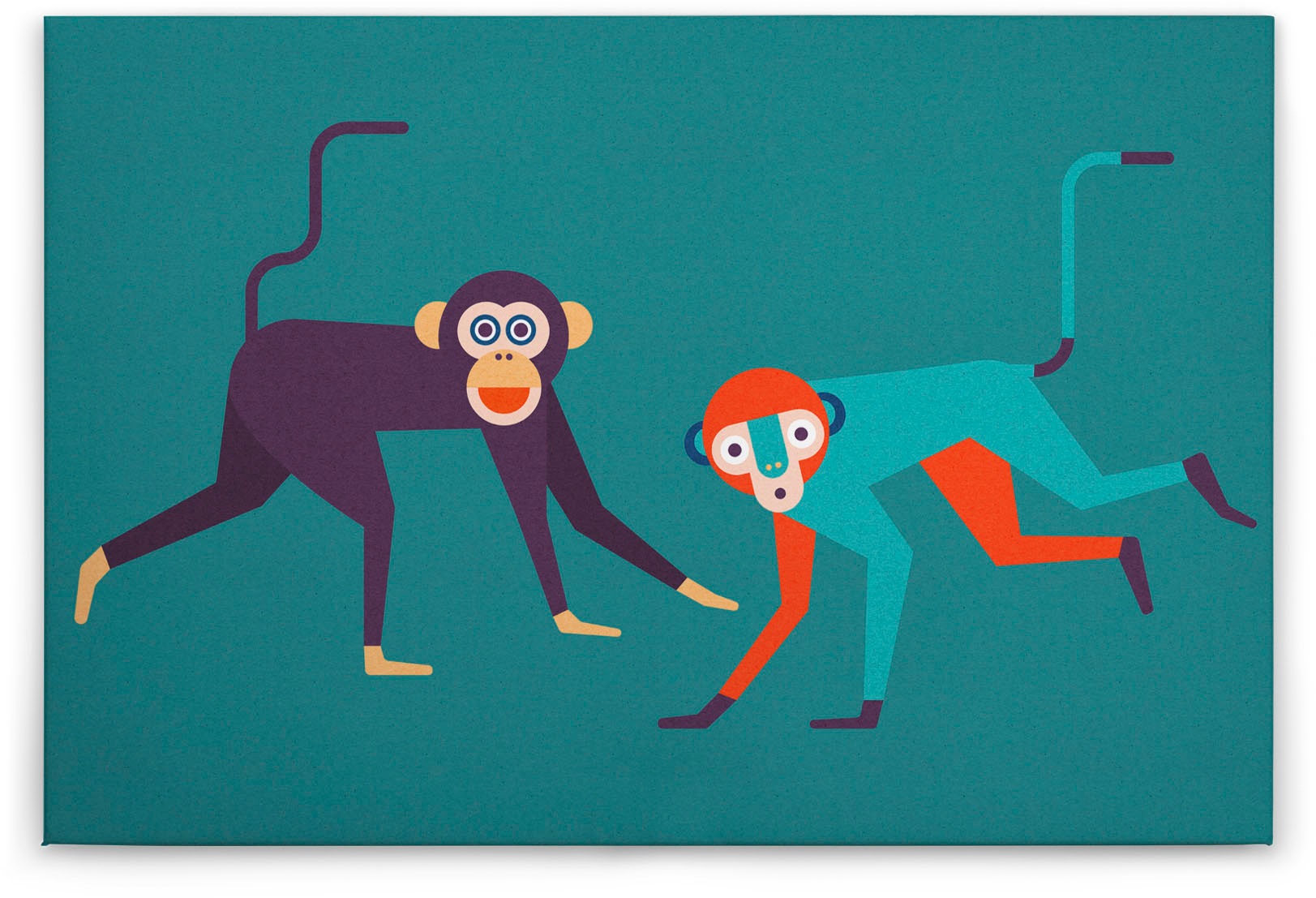 A.S. Création Leinwandbild »monkey business«, Kunst-Tiere-Kinder, (1 St.), Keilrahmen Bild Kunst Affen Bunt Leinwand-Bild Wohnzimmer modern Wand