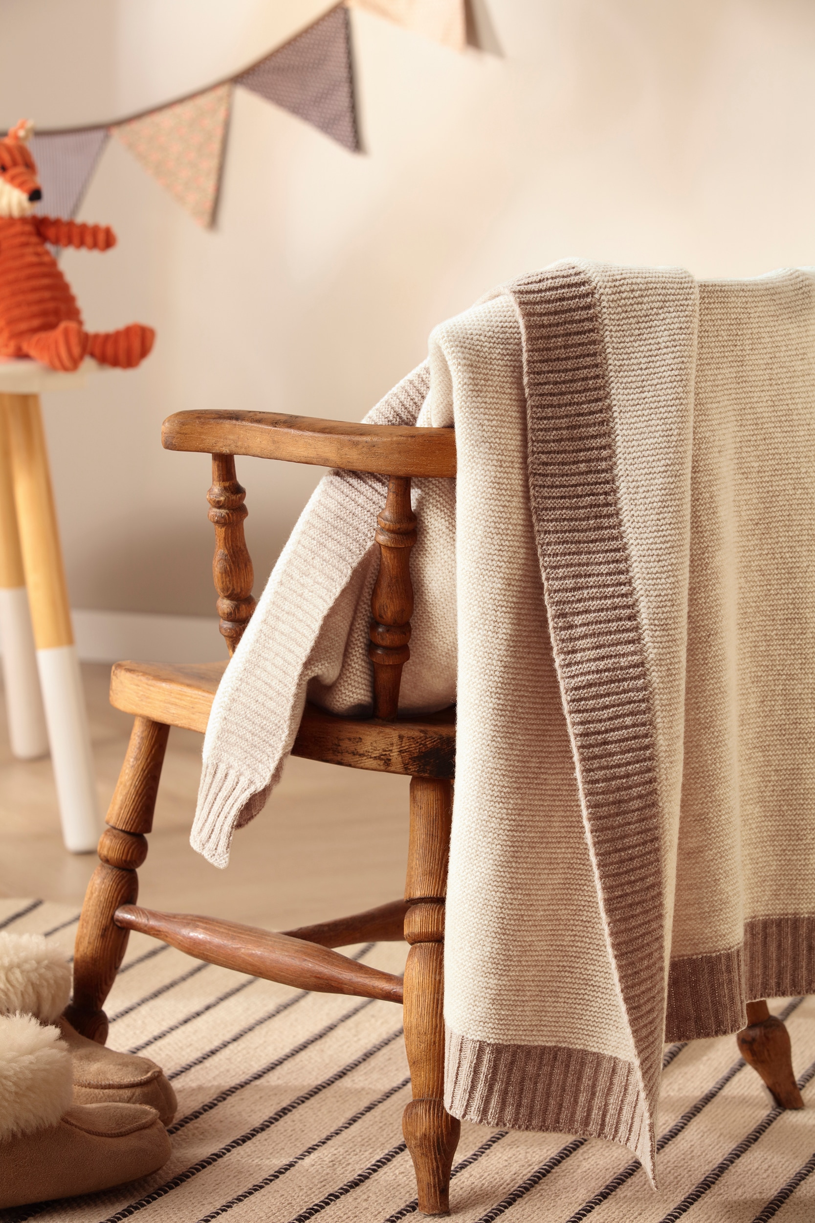 Biederlack Babydecke »Babydecke Wool Knit« 75 x 100, mit kontrastfarbigem Patentrand