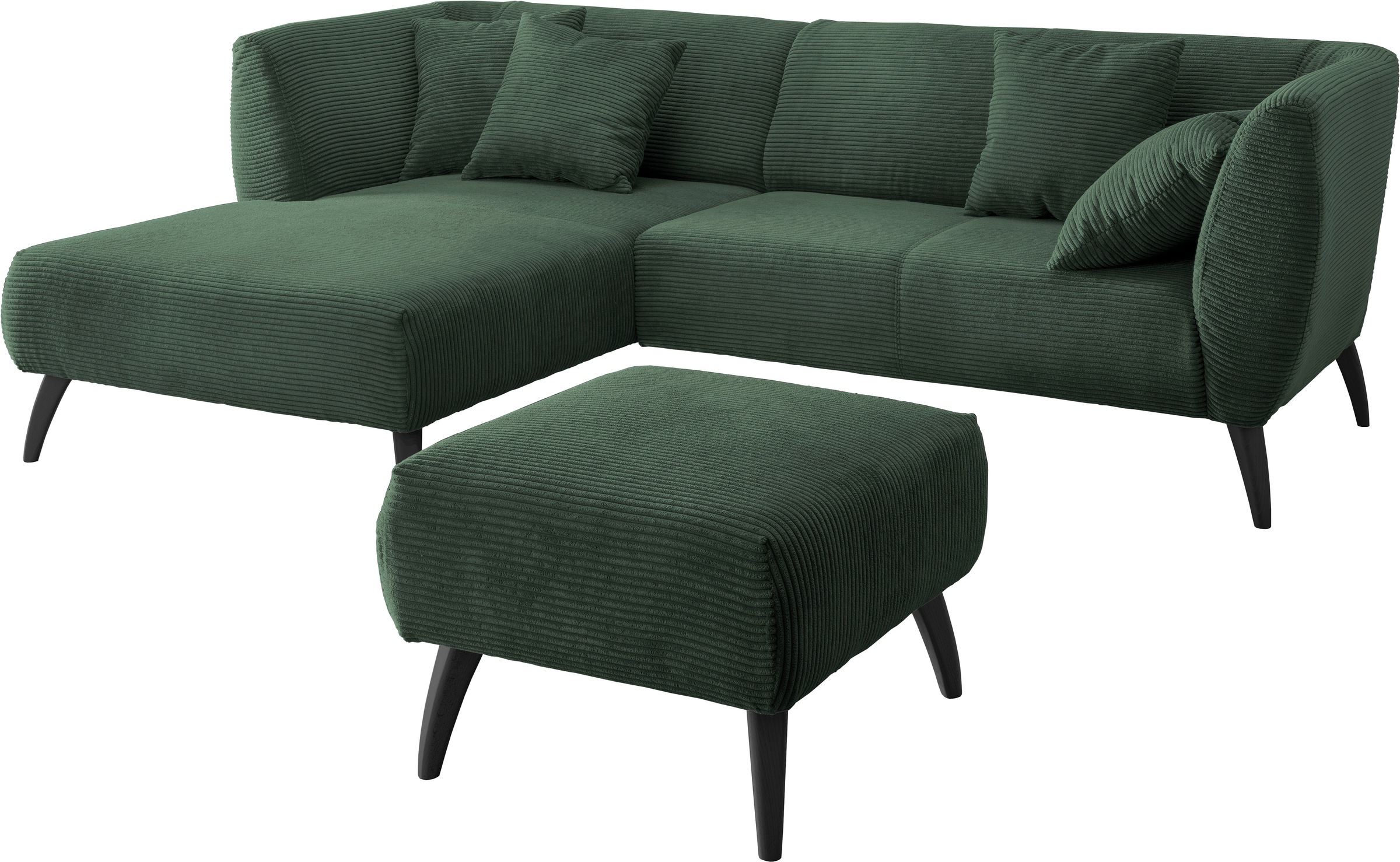 INOSIGN Ecksofa »Colori L-Form«, Holzfußfarbe wählbar, inkl. 4x Zierkissen