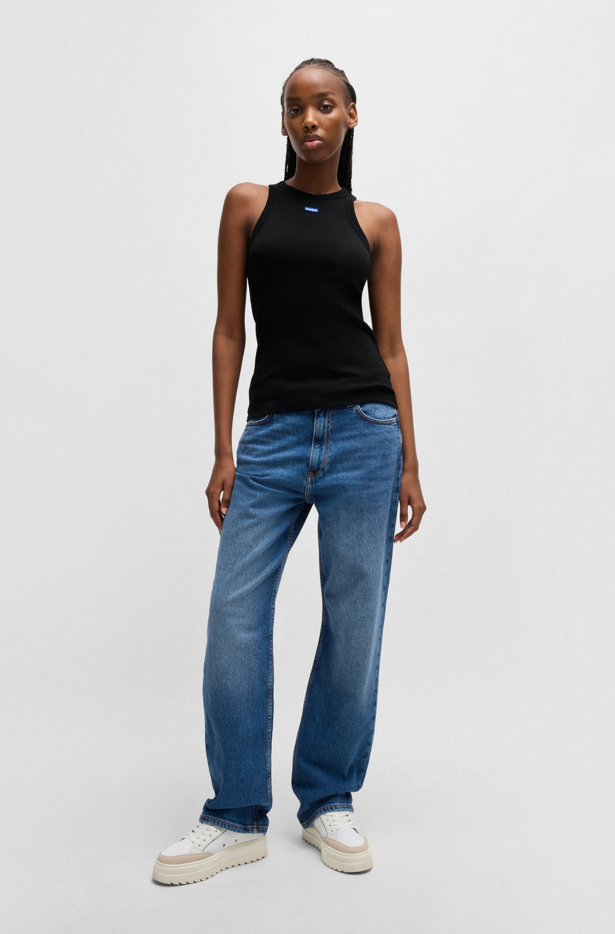 HUGO Blue Tanktop »Easy Tank«, Rippware aus Baumwollmischung mit Elasthan