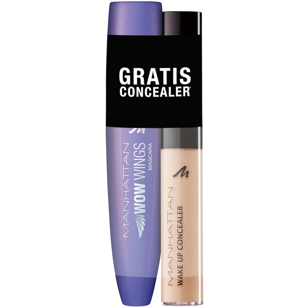 MANHATTAN Augen-Make-Up-Set »WOW Wings Mascara + gratis Wake Up Concealer«, (Set, 2 tlg.)