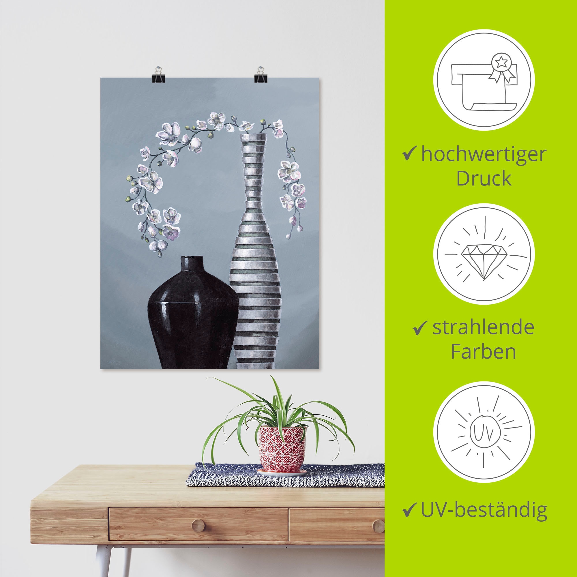 Artland Wandbild »Metallische Vasen«, Vasen & Töpfe, (1 St.), als Alubild, Outdoorbild, Leinwandbild, Poster, Wandaufkleber