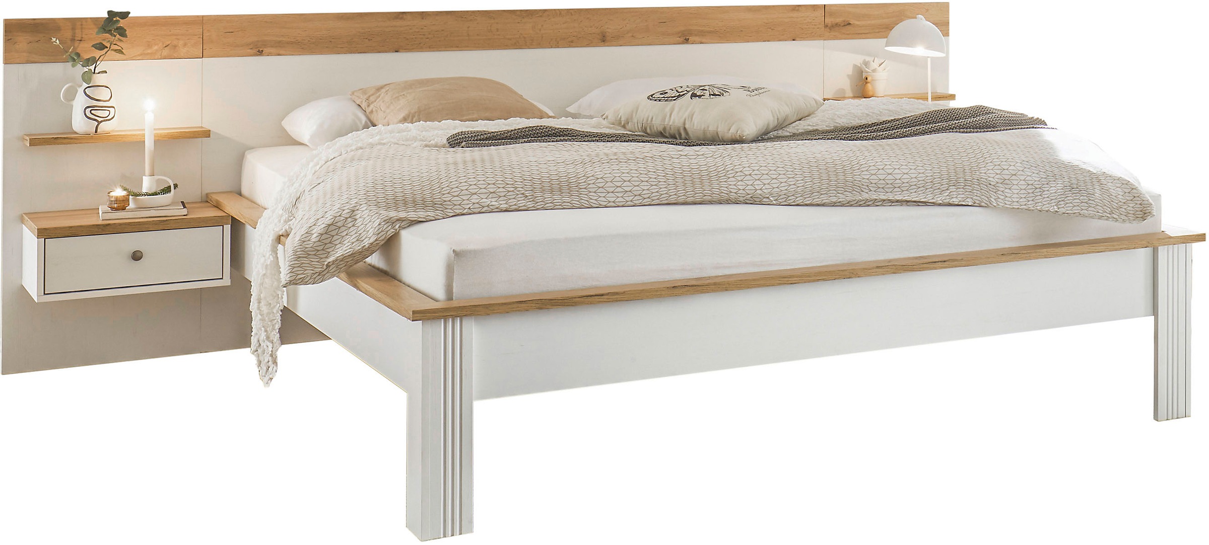 Schlafzimmer-Set OTTO HOME Westminster, weiß, B/H: 180cm x 200cm, Schlafzimmermöbel-Sets, Schlafzimmer-Set, Bett Liegefläche 180/200cm und 2 Wandpaneele