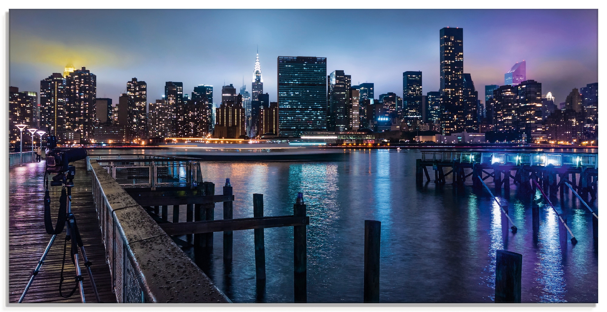 Artland Glasbild »New York Manhattan im Abendlicht«, Amerika, (1 St.), in v günstig online kaufen