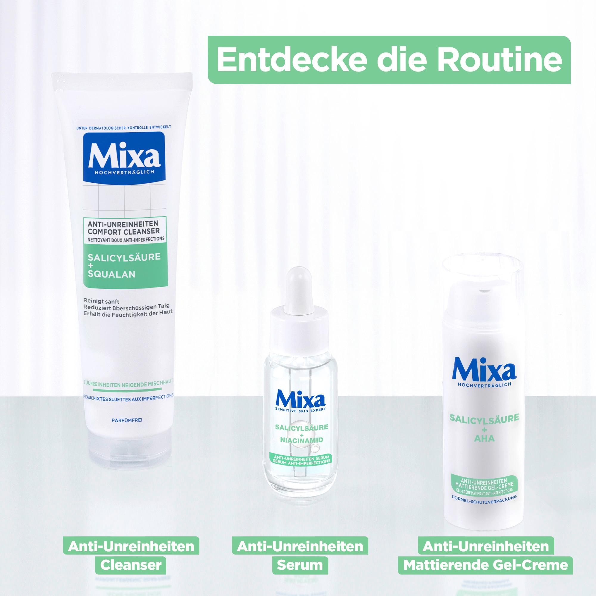 Mixa Gesichtspflege »Mixa Anti-Unreinheiten Gel-Creme« für ölige Haut, sorgt für ein mattes Hautbild, mildert Pickelmale