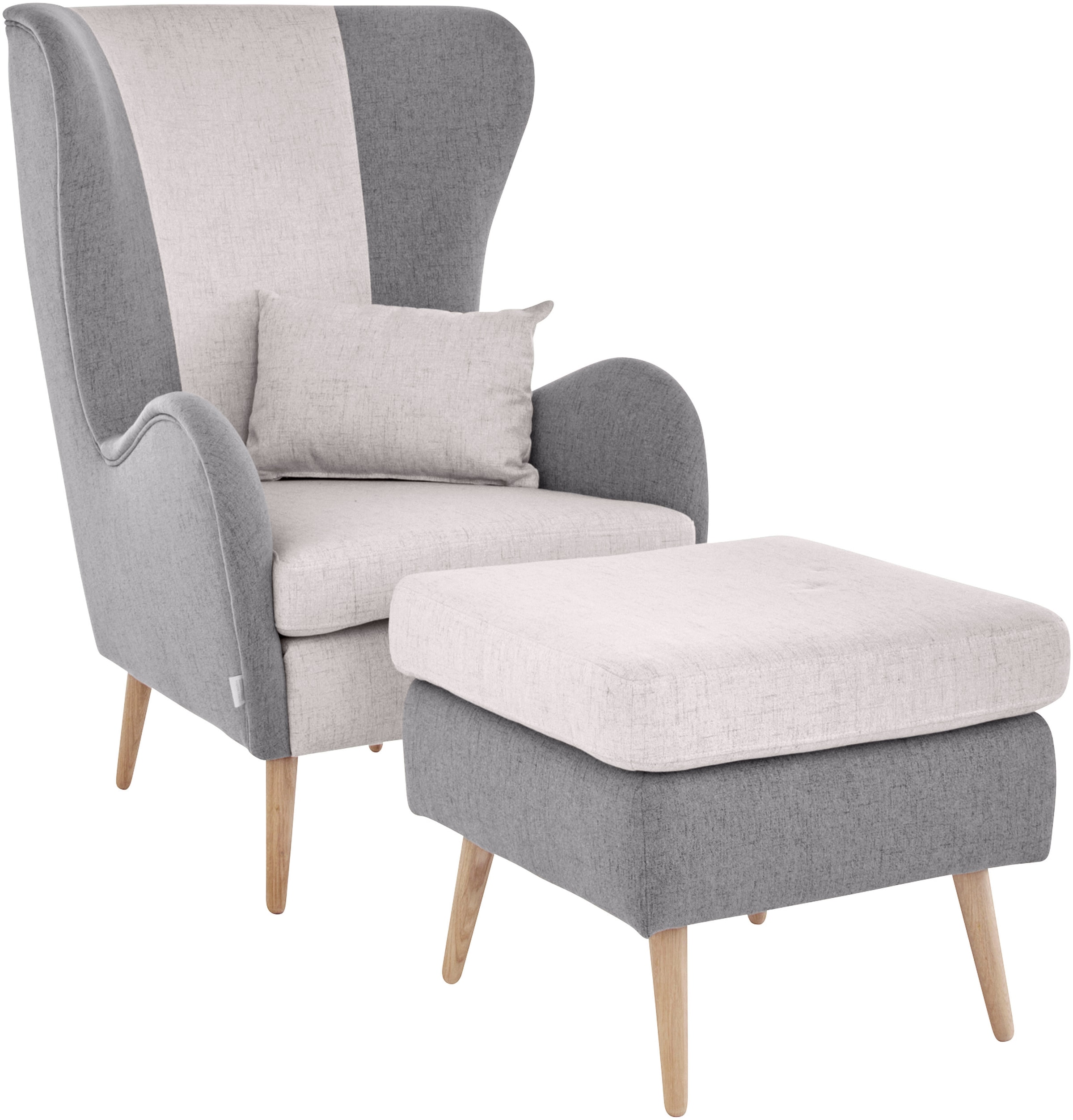 Guido Maria Kretschmer Home&Living Sessel »Salla Bezug Bouclé oder Struktur fein, Ohrensessel«, wahlweise mit oder ohne Hocker; großer Sessel: Maße B/T/H: 78/94/118cm