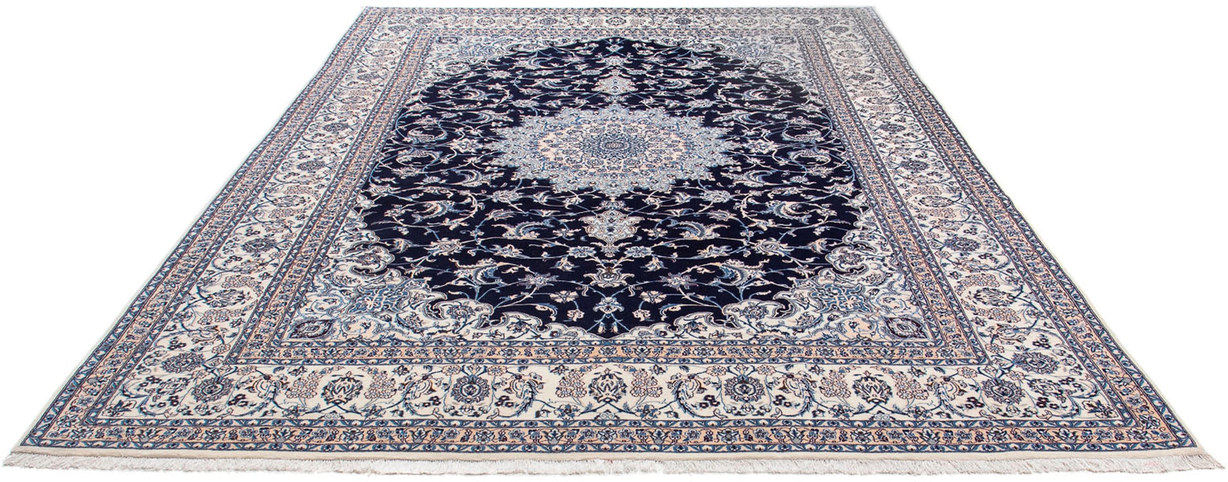 Bild von morgenland Orientteppich »Perser - Nain - Premium - 338 x 248 cm - dunkelblau«, rechteckig, Wohnzimmer, Handgeknüpft, Einzelstück mit Zertifikat