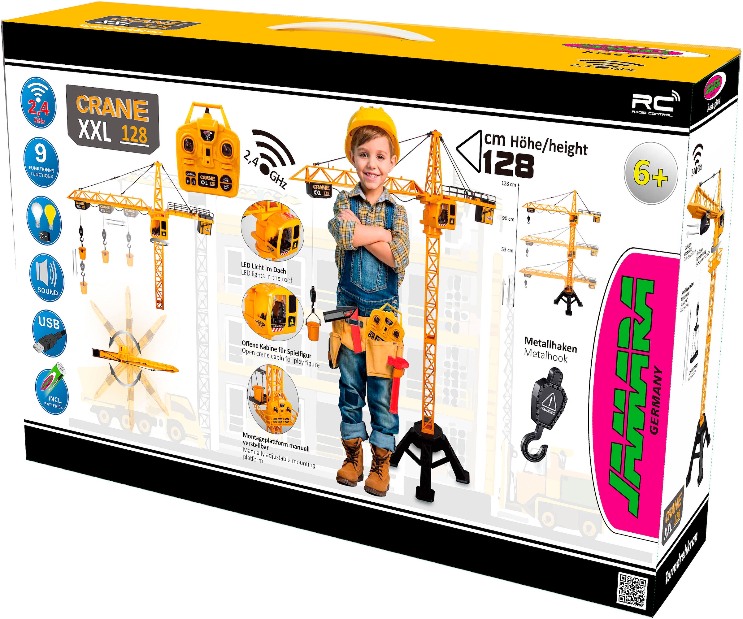 Jamara RC-Kran »Turmdrehkran Crane XXL 128 2,4GHz«, mit LED Licht