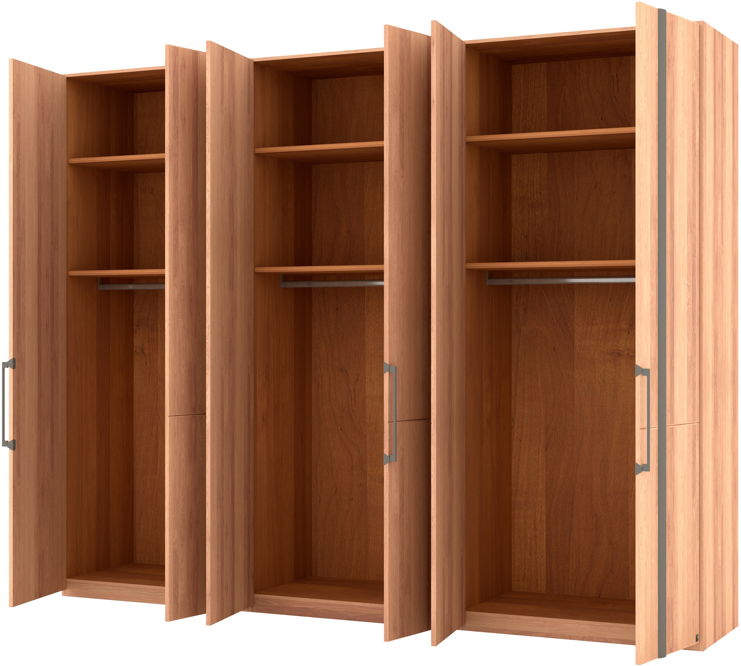 Musterring Drehtürenschrank »Sorrent, Kleiderschrank«, (mit Türdämpfern, in 5 Breiten & 2 Höhen, extra Böden, MADE IN GERMANY), Türen in Eiche massiv mit Absetzung in Schiefer, verschiedene Maße