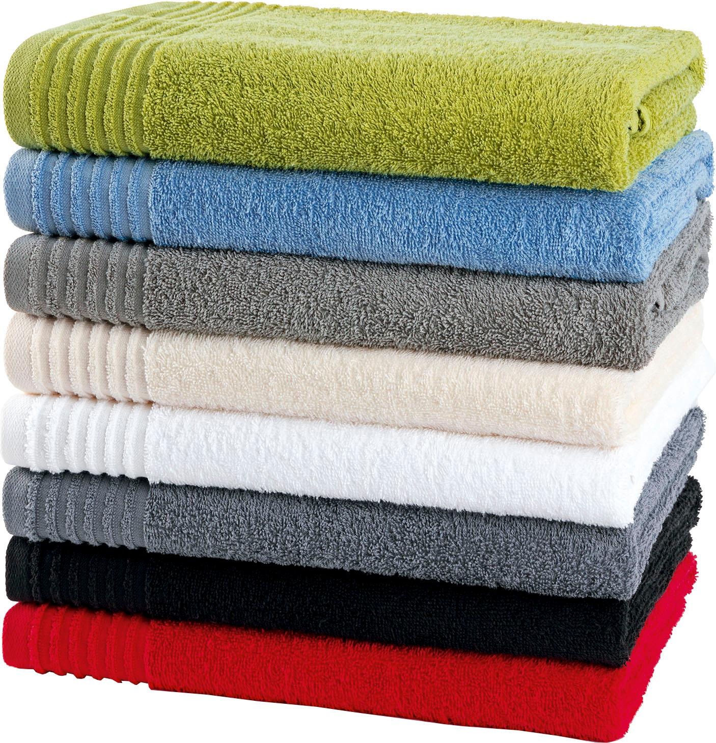Gözze Gästehandtücher »Hanna«, (3 St., 3er Set Gästehandtücher 30 x 50 cm), Set, Uni Farben, strukturierte Bordüre, 100% Baumwolle