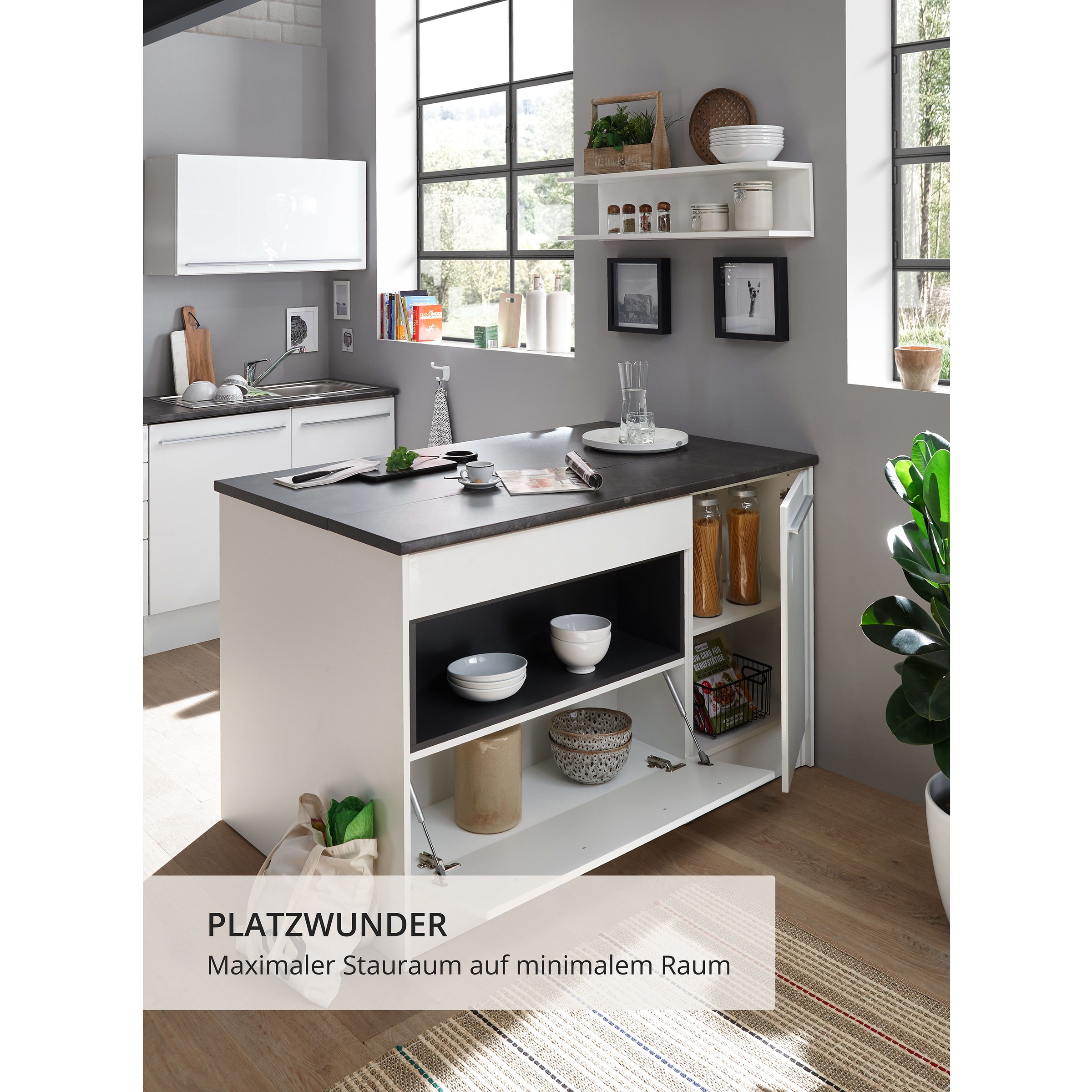 BASIC by Balculina Kücheninsel »Jazz Kücheninsel«, Breite 145 cm, Türen und Schubkästen
