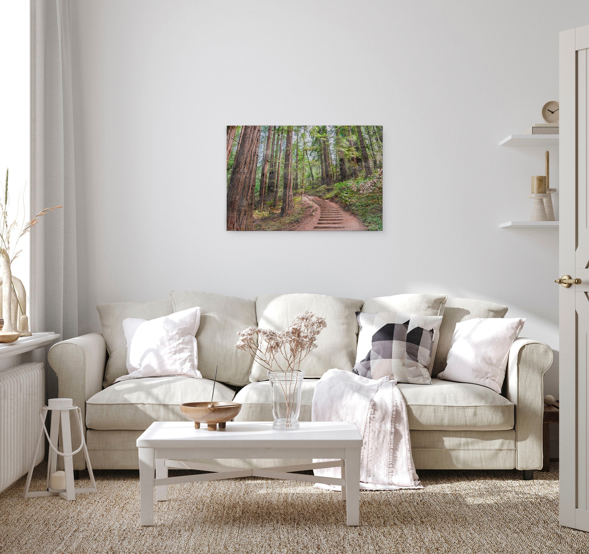 A.S. Création Leinwandbild »Forest Walk«, Kunst-Wald-Kinder, (1 St.), Waldweg Wald Bild Keilrahmen Leinwand-Bild Wohnzimmer modern Wandbild