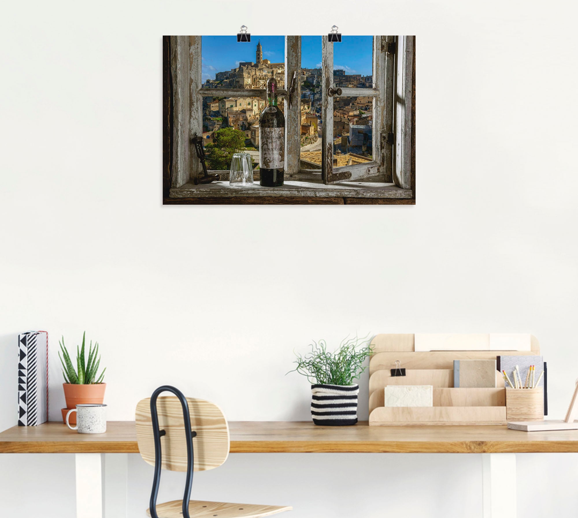 Artland Wandbild »Blick aus dem Fenster Matera, Italien«, Fenster & Türen, (1 St.), als Alubild, Outdoorbild, Leinwandbild, Poster, Wandaufkleber