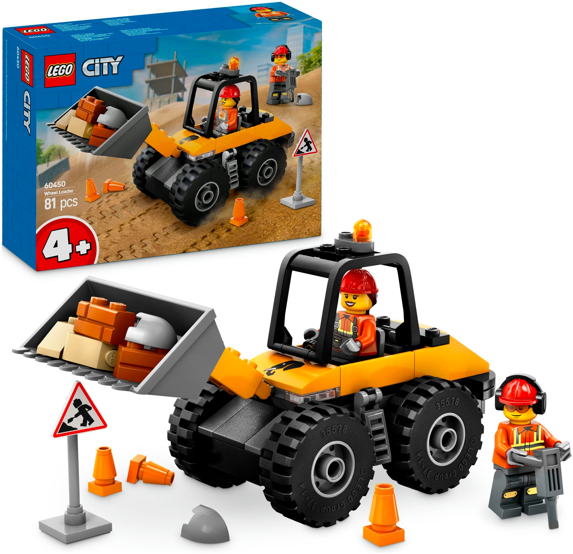 Konstruktionsspielsteine »Radlader (60450), LEGO City«, (81 St.), Made in Europe