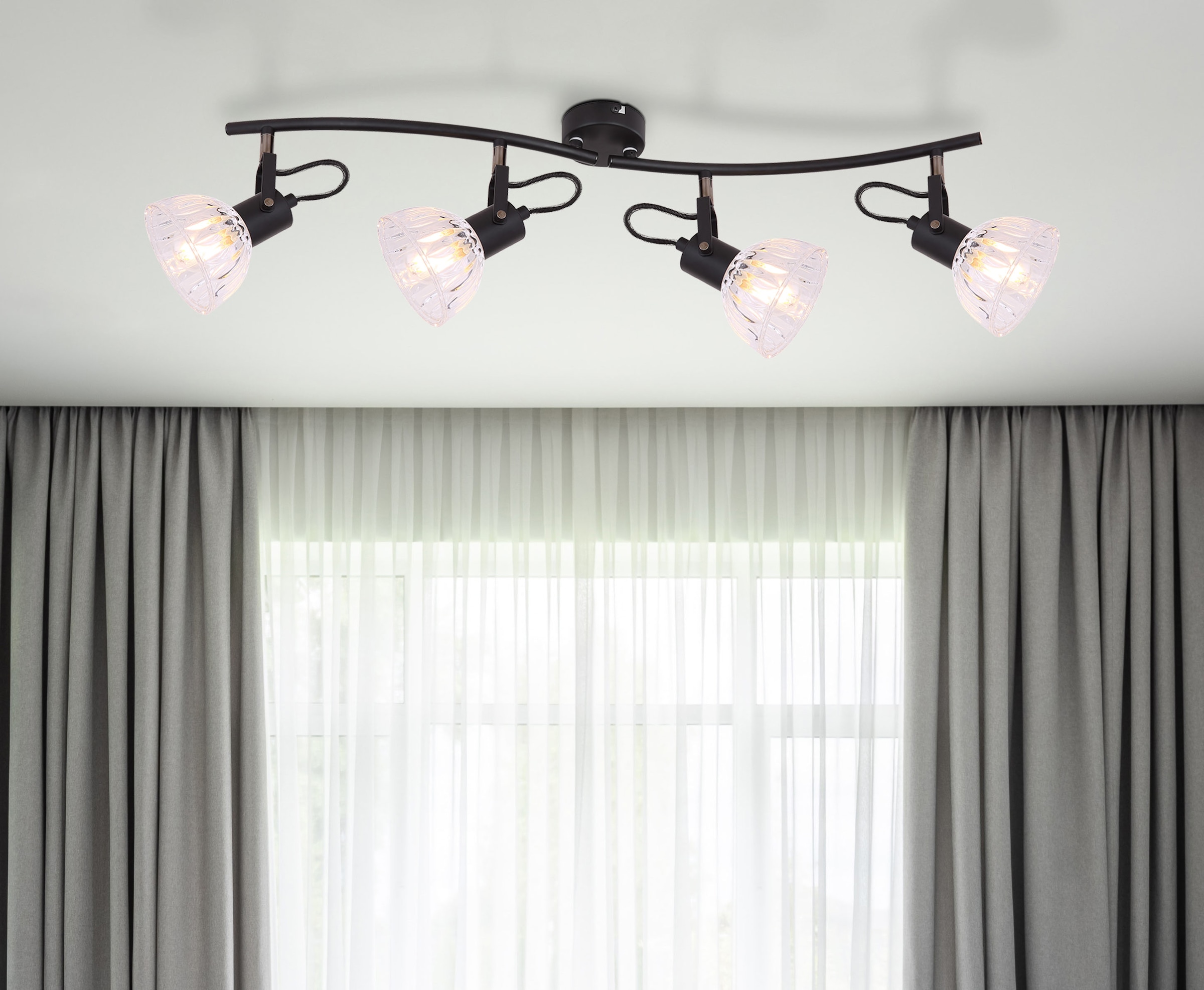 GLOBO LIGHTING Deckenspot »VERNOLE« E14 1 Stk. Schwarzer Strahler mit klarem Glas, beweglich, E14 4x40W