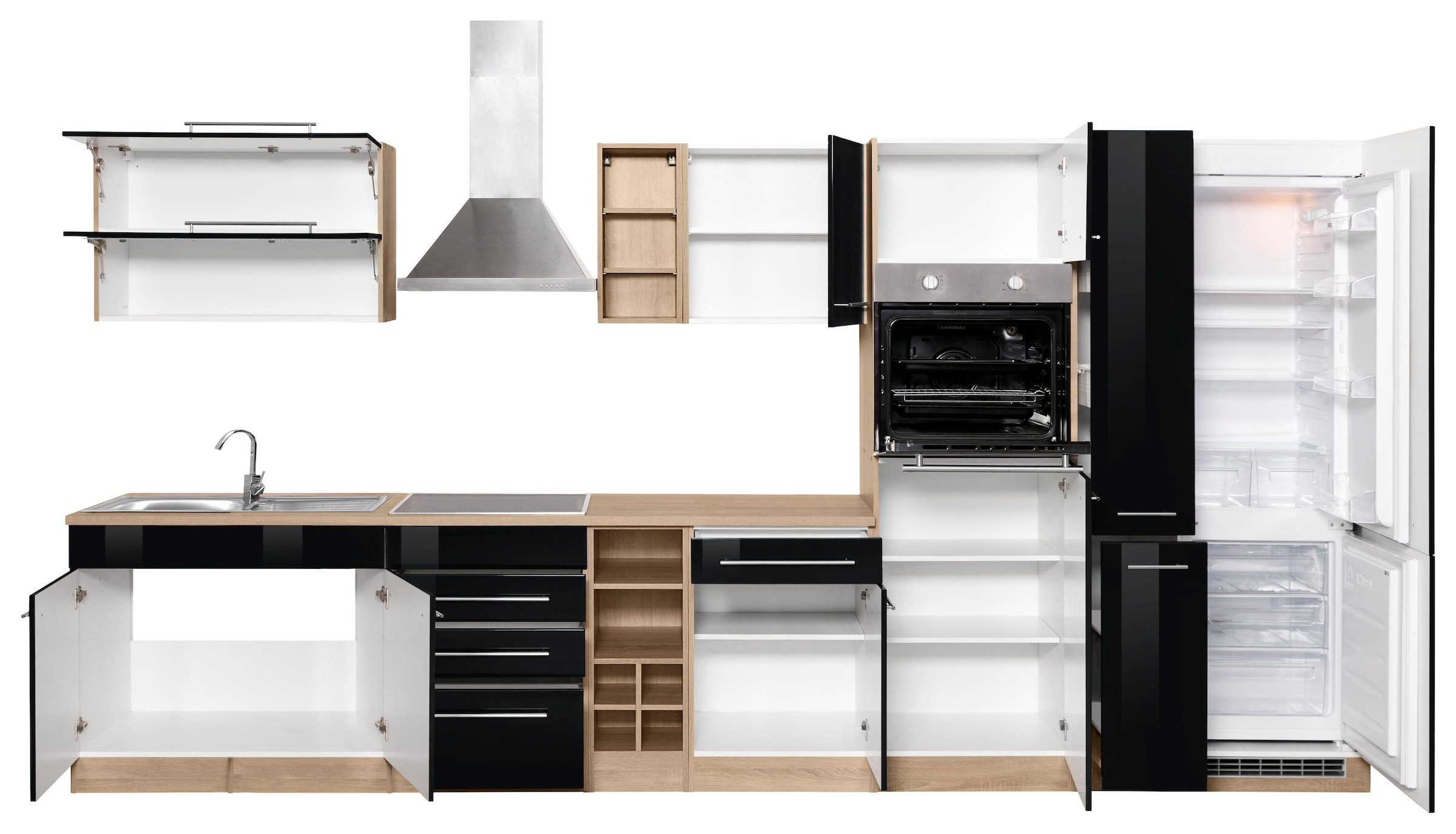 KOCHSTATION Küchenzeile »KS-Eton«, mit E-Geräten, Breite 390 cm