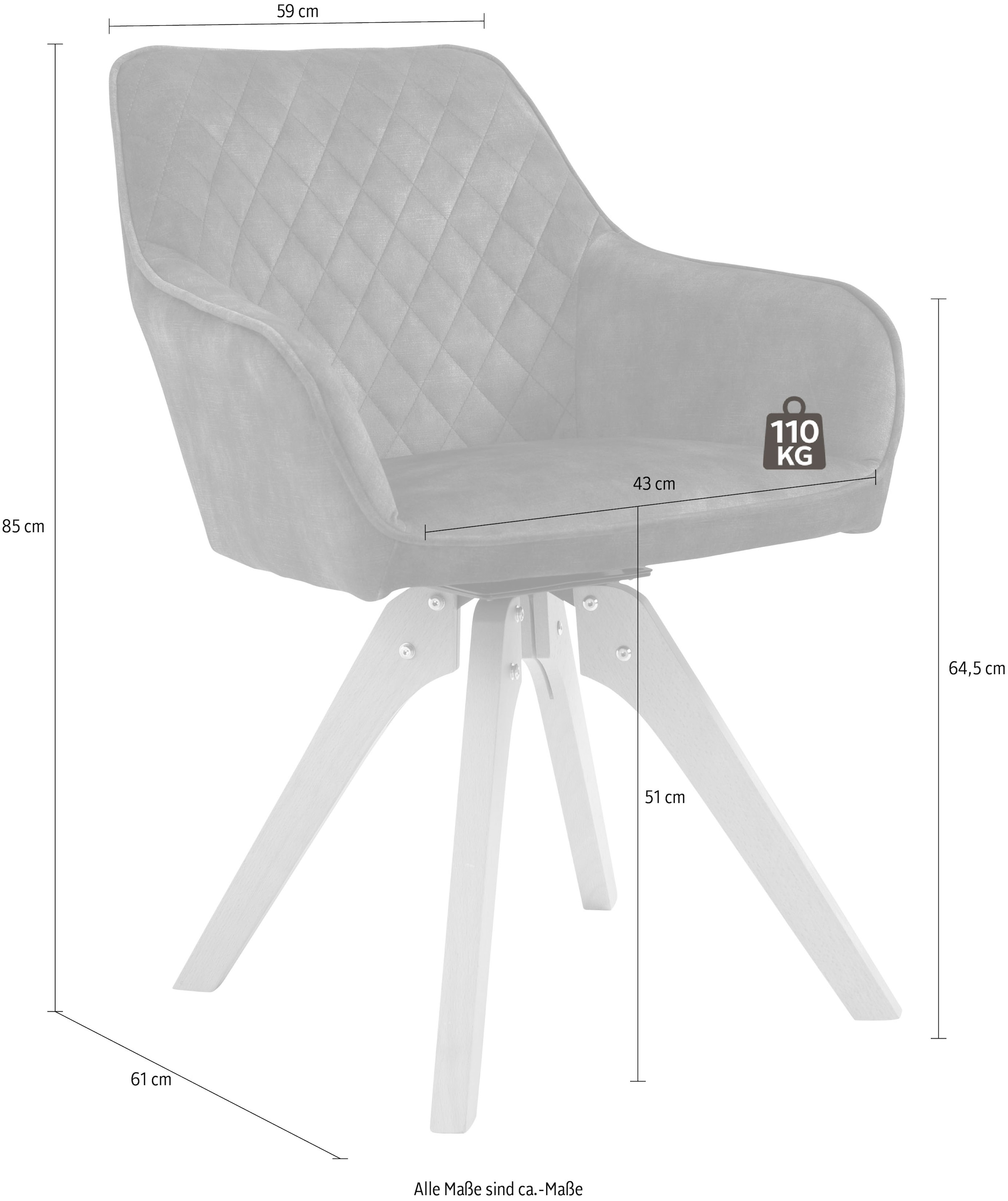 St., 1 Sitzfläche Drehplatte unter Armlehnstuhl, Raten der bestellen SalesFever 180° Samtvelours-Polyester, auf