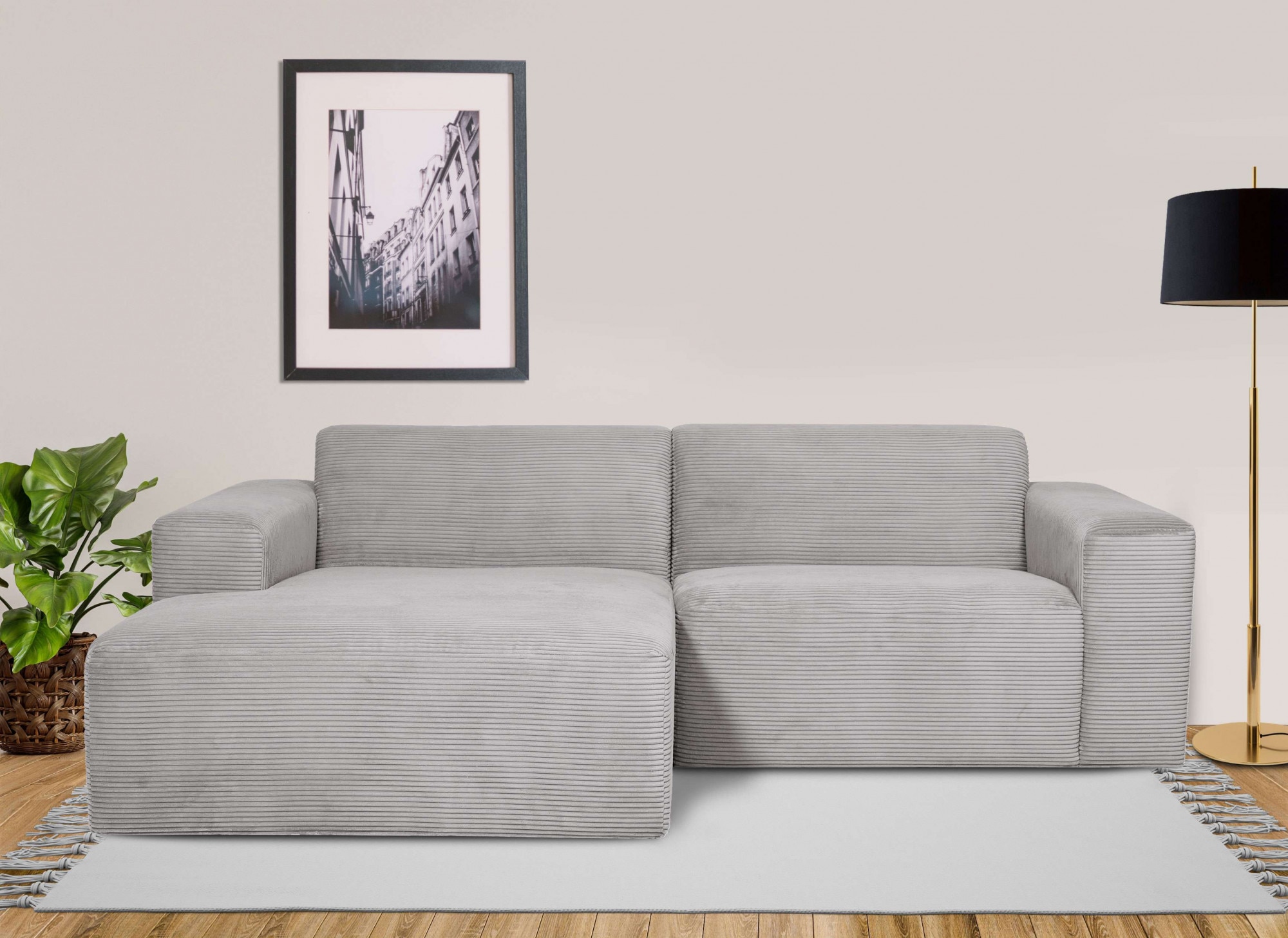 INOSIGN Ecksofa »Koa,228cm, L-Form, Modulsofa, Webstoff, Cord«, Designsofa, weicher Lounge-Sitzkomfort, Welleunterfederung, bodentief