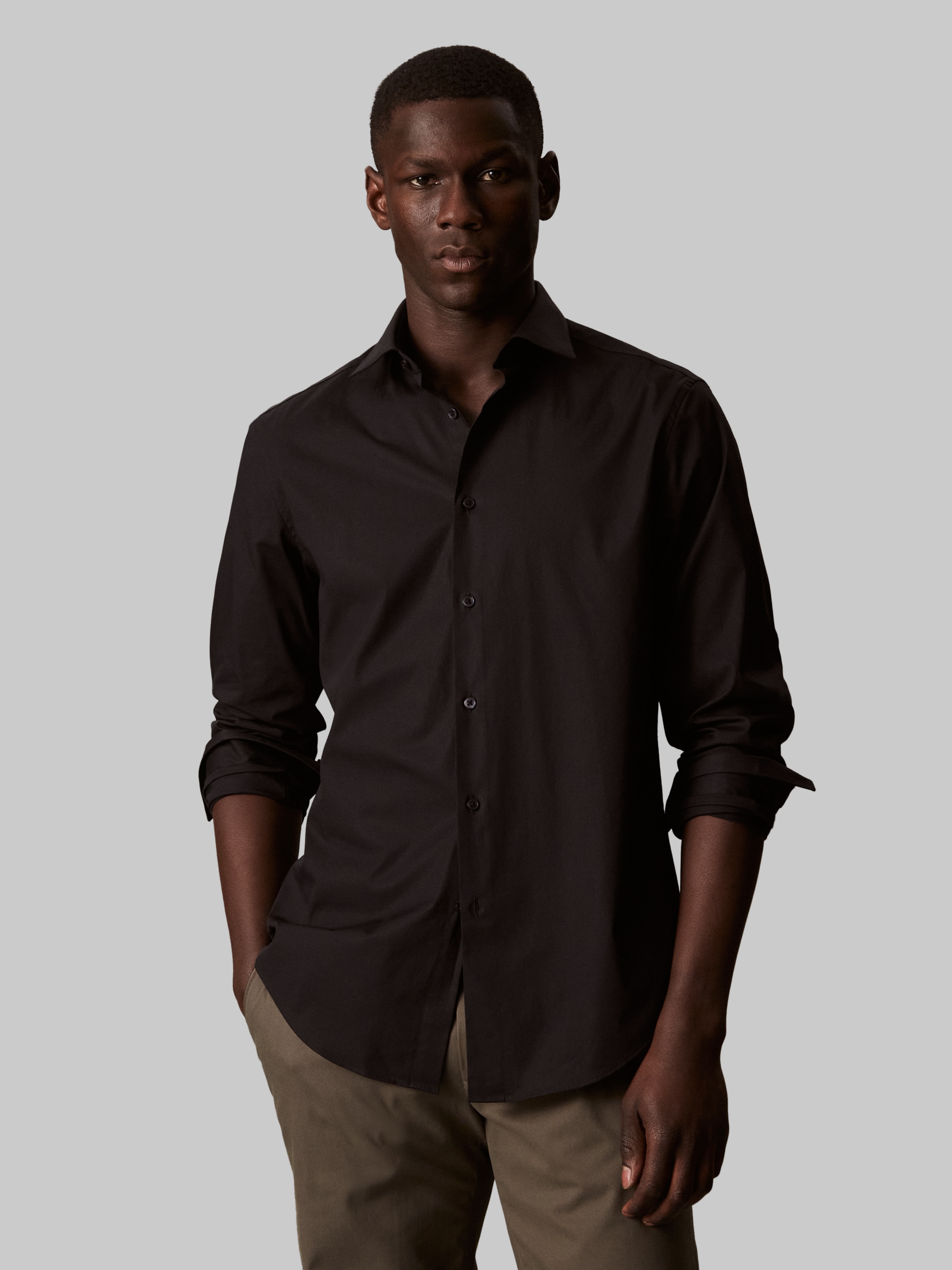 Calvin Klein Businesshemd »REG ESNTL POPLIN STR SLD« Regular fit, mit Rundhalsausschnitt