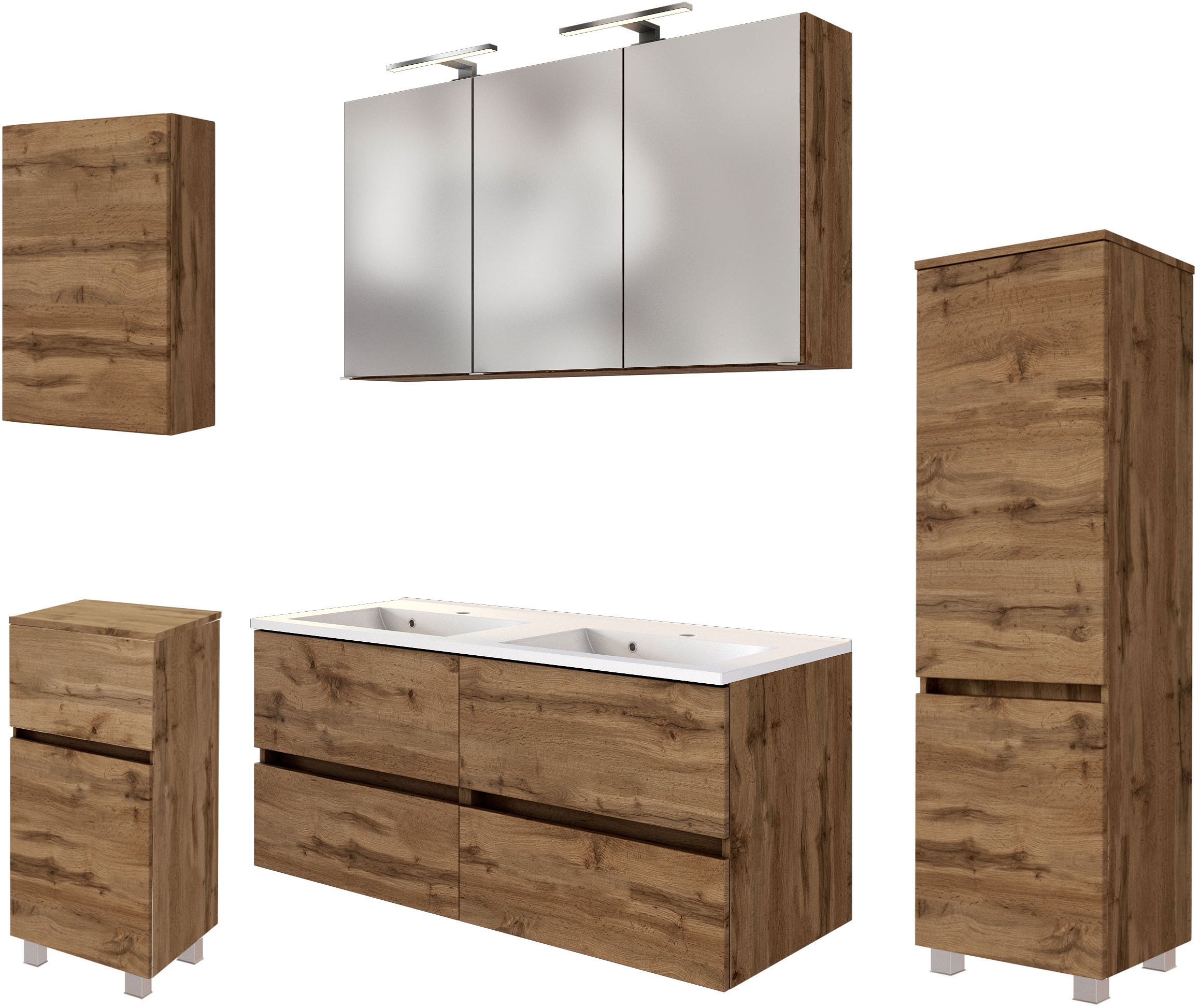 welltime Badmöbel-Set »Welltime Möbel Baabe Waschtisch-Set 3tlg. oder 5tlg. günstig online kaufen