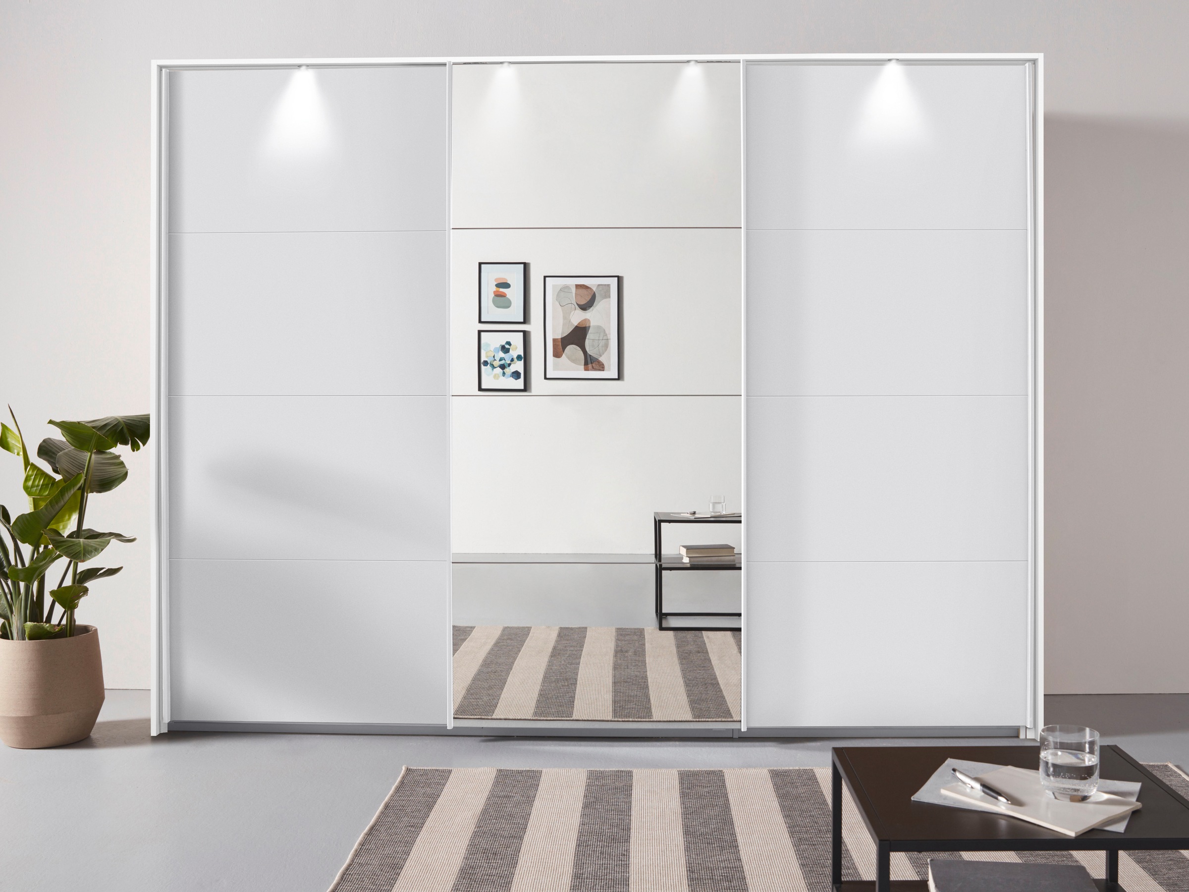rauch Schwebetürenschrank »Oteli«, mit Mittelspiegel und Passepartout optional mit Beleuchtung