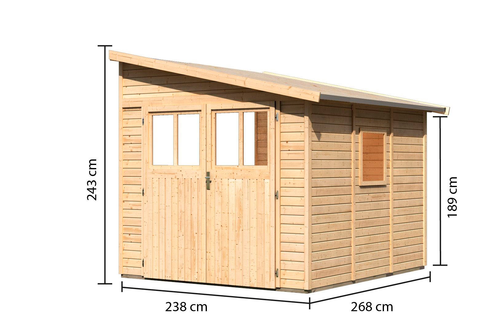 Karibu Gartenhaus »Bodensee 3«, naturbelassen oder terragrau