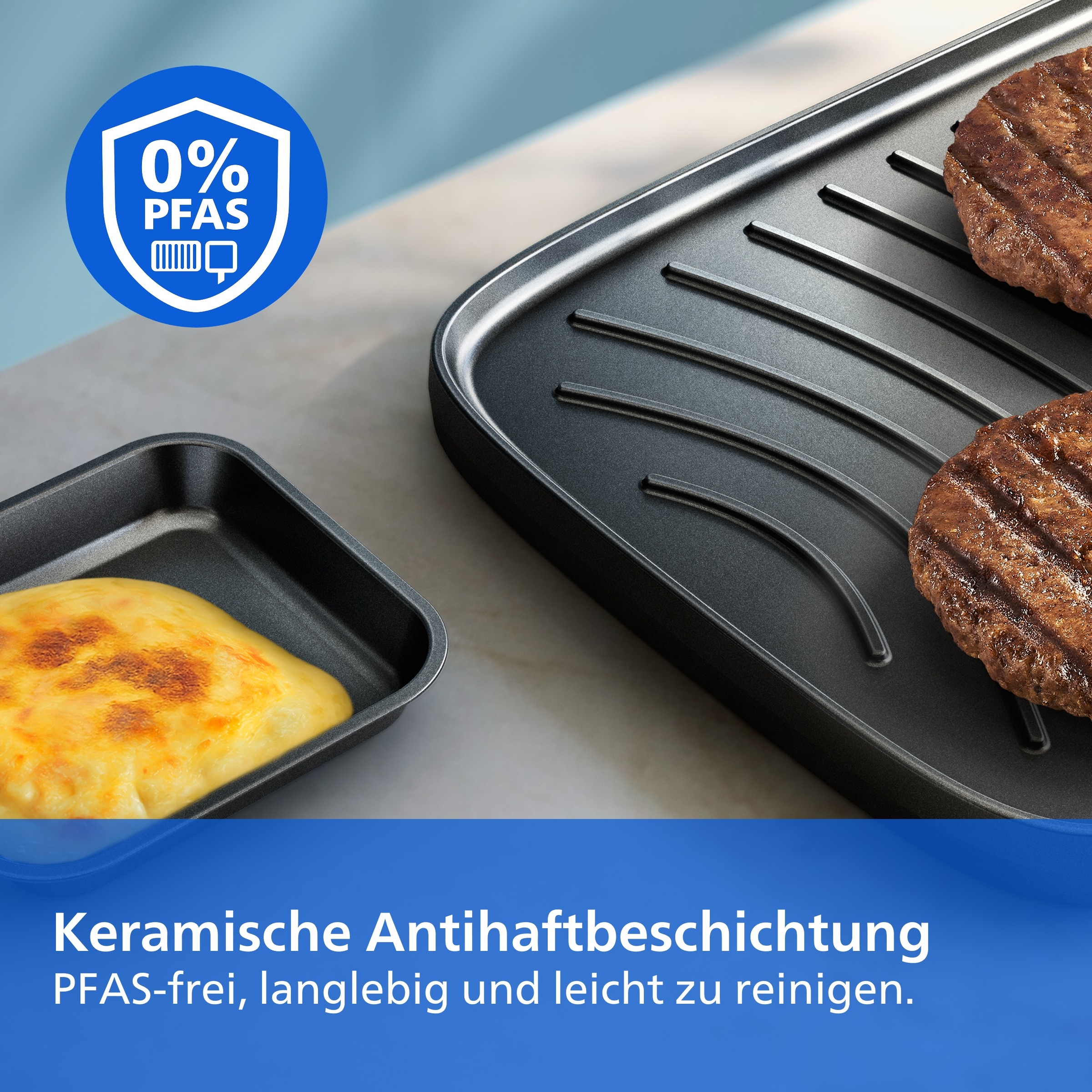 Philips Raclette »Grill 2-in-1 HD6421/80 5000 Series, für 10 Personen« 10 Stk. Raclettepfännchen 1.500 W 3 Temperatureinstellungen, wendbare Keramikplatte, PFAS-frei