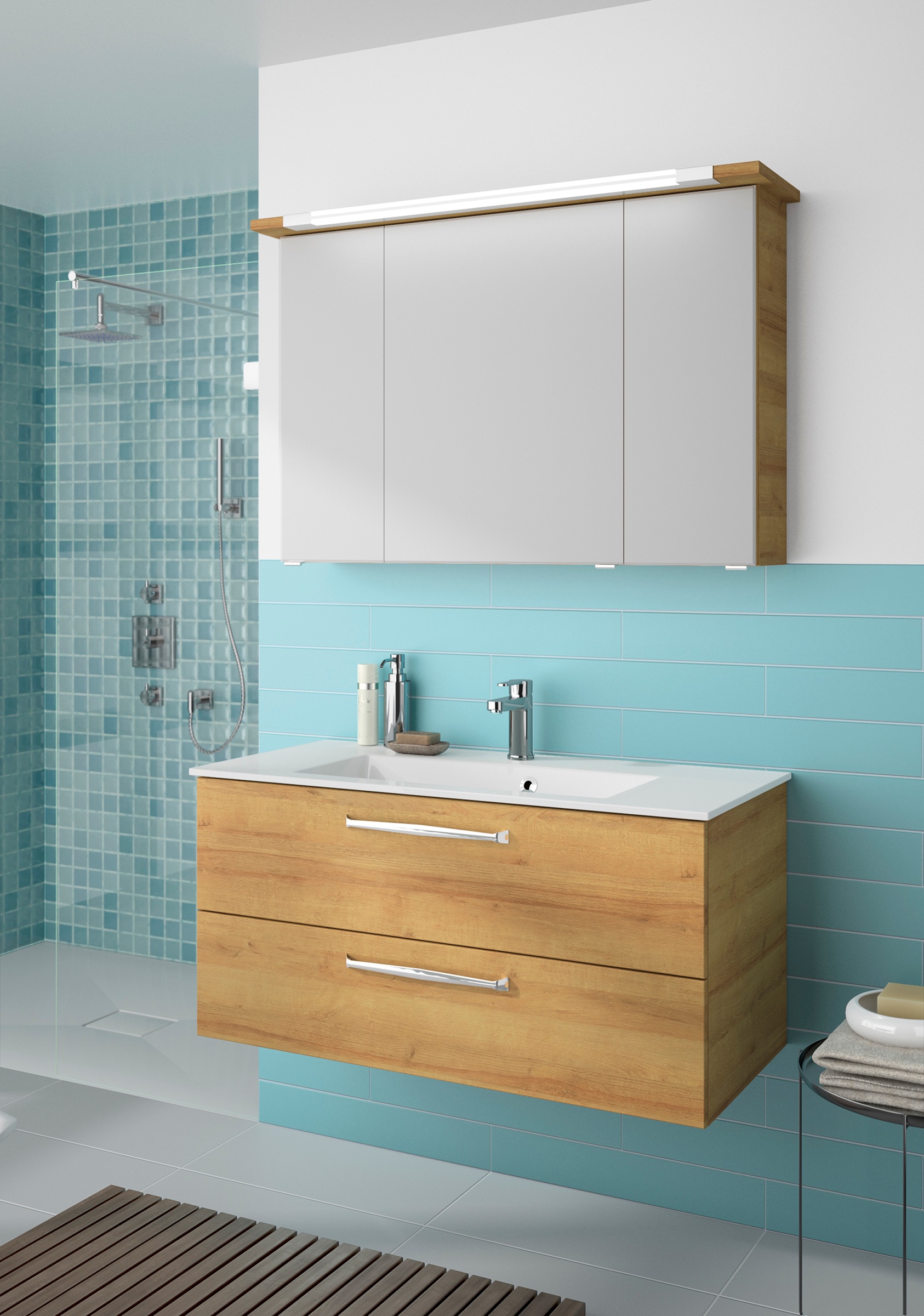 Saphir Badmöbel-Set »Trentino 2-tlg Mineralmarmor-Waschtisch, Spiegelschran günstig online kaufen