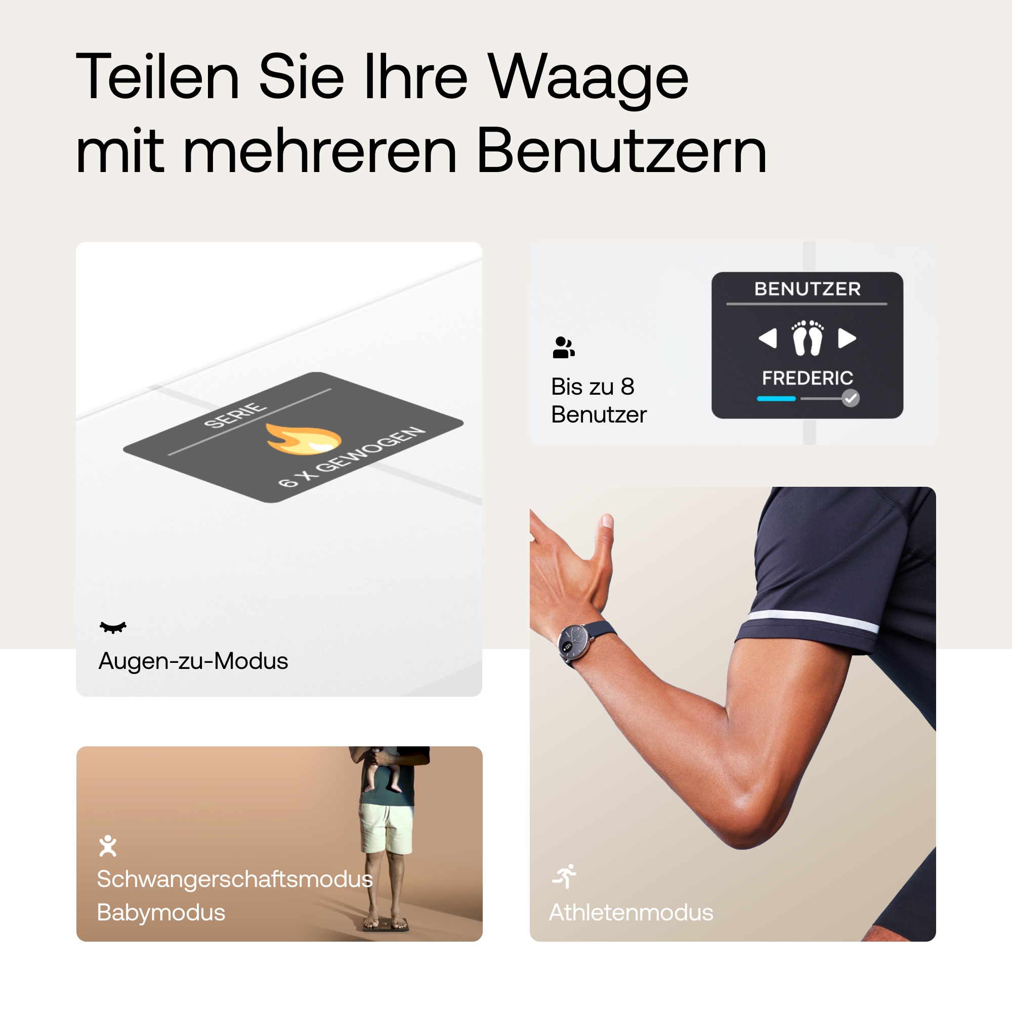 Withings Personenwaage »Body Smart, einschließlich Körperfett-/Muskelmasse« automatische Erkennung und Verfolgung von bis zu 8 Benutzern