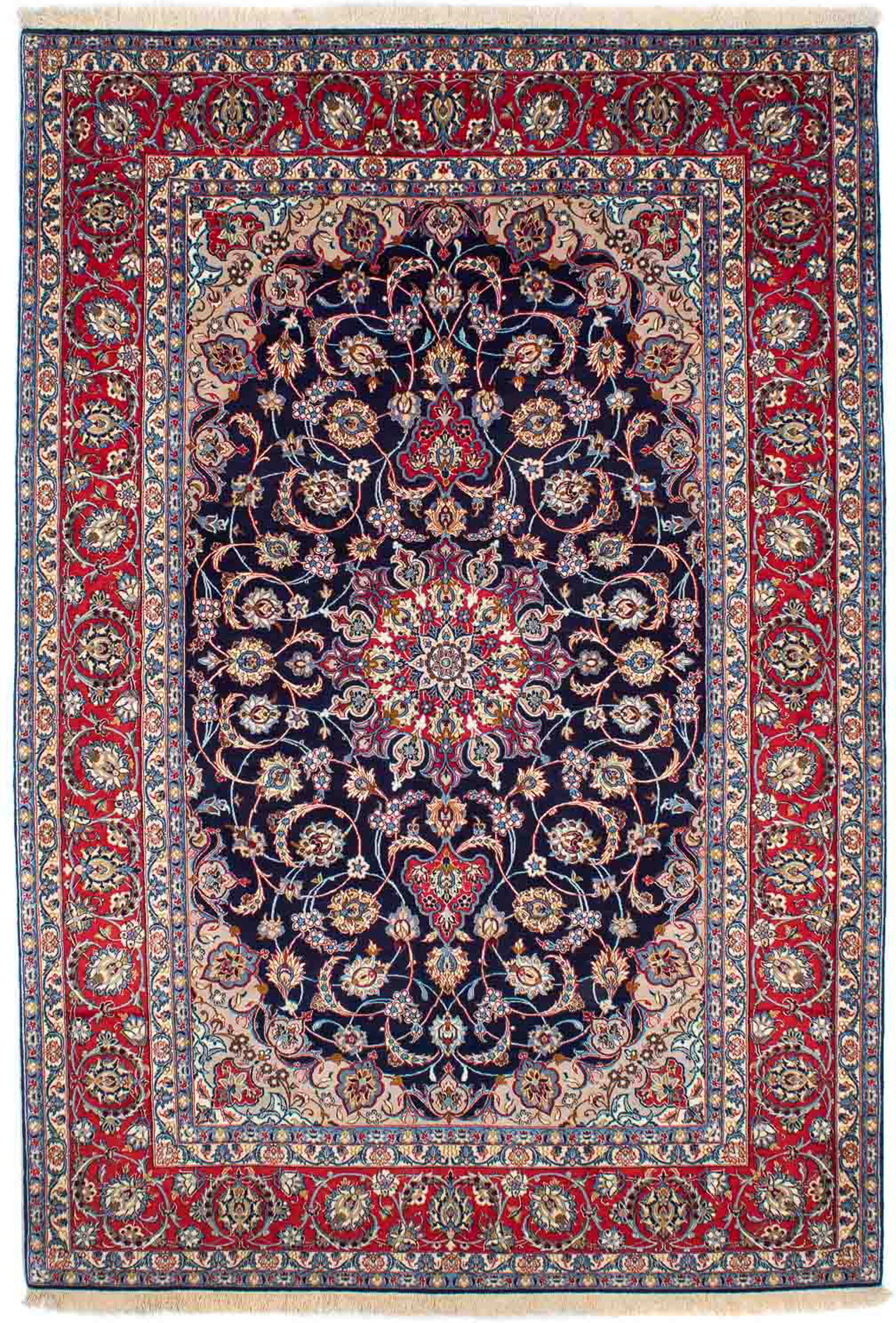 2. Bild von morgenland Orientteppich »Perser - Isfahan - Premium - 233 x 155 cm - dunkelblau«, rechteckig, Wohnzimmer, Handgeknüpft, Einzelstück mit Zertifikat